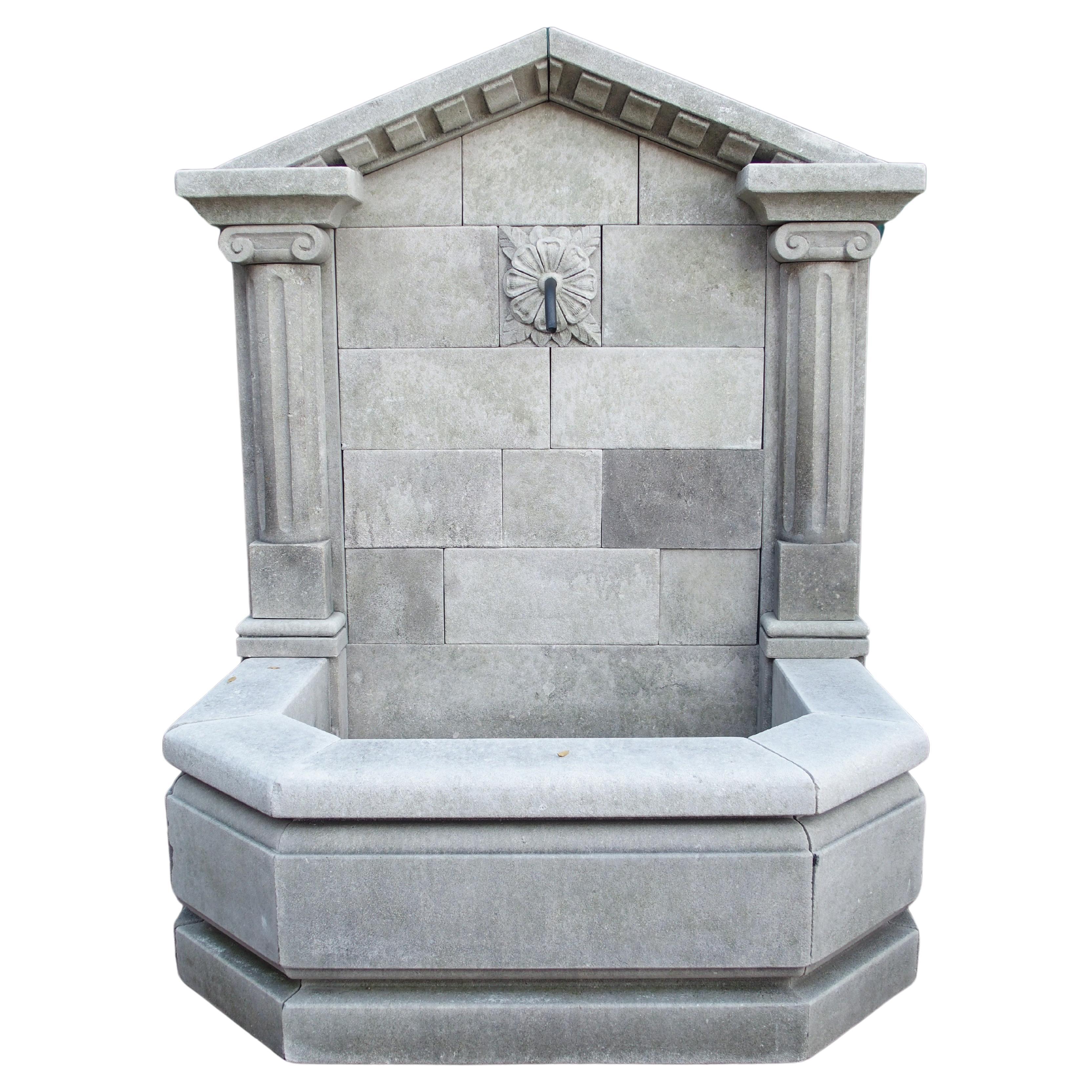 Neoclassical Style Carved Limestone Wall Fountain from Northern Italy