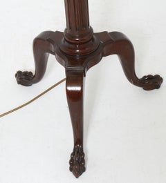 Neoclassical Style Carved Mahogany Floor Lamp with Claw Foot Base
