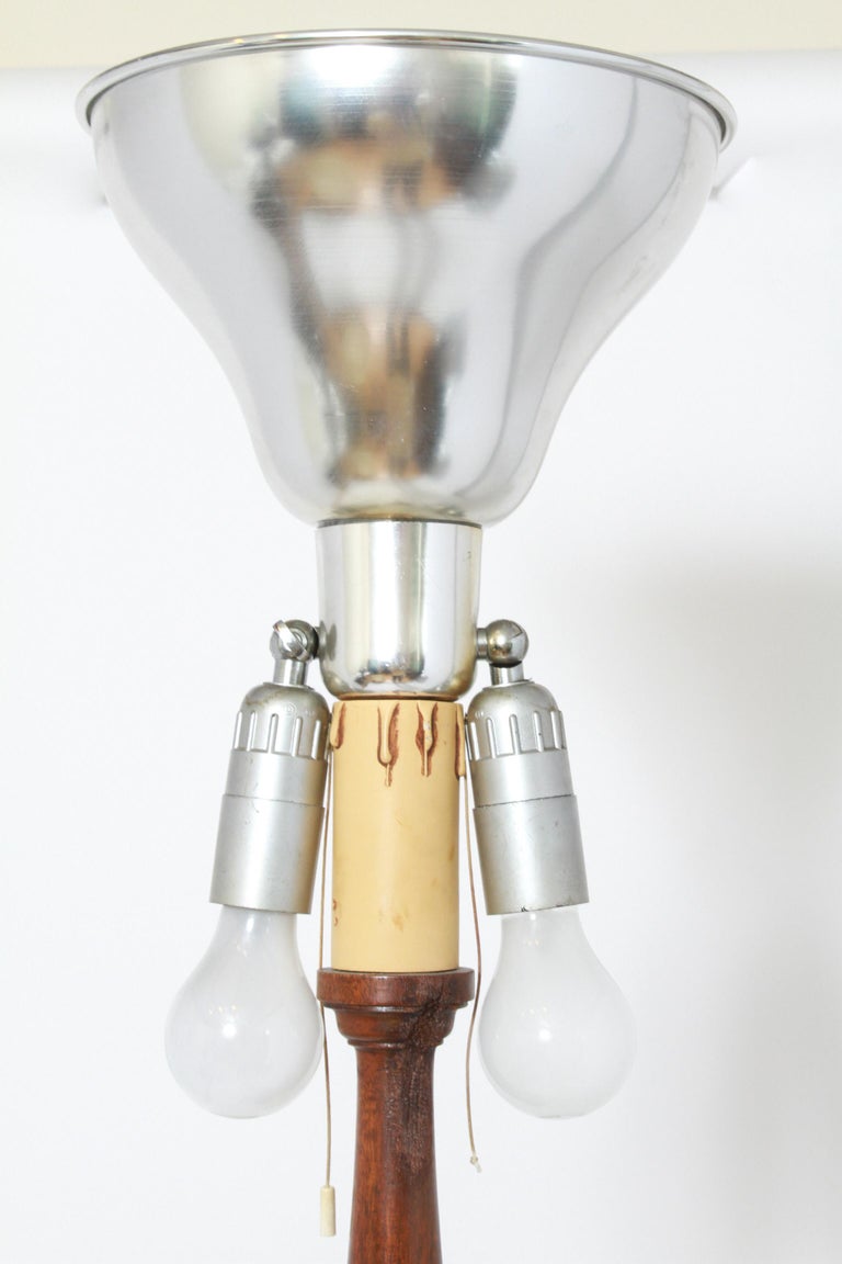 Neoclassical Style Carved Mahogany Floor Lamp with Claw Foot Base at