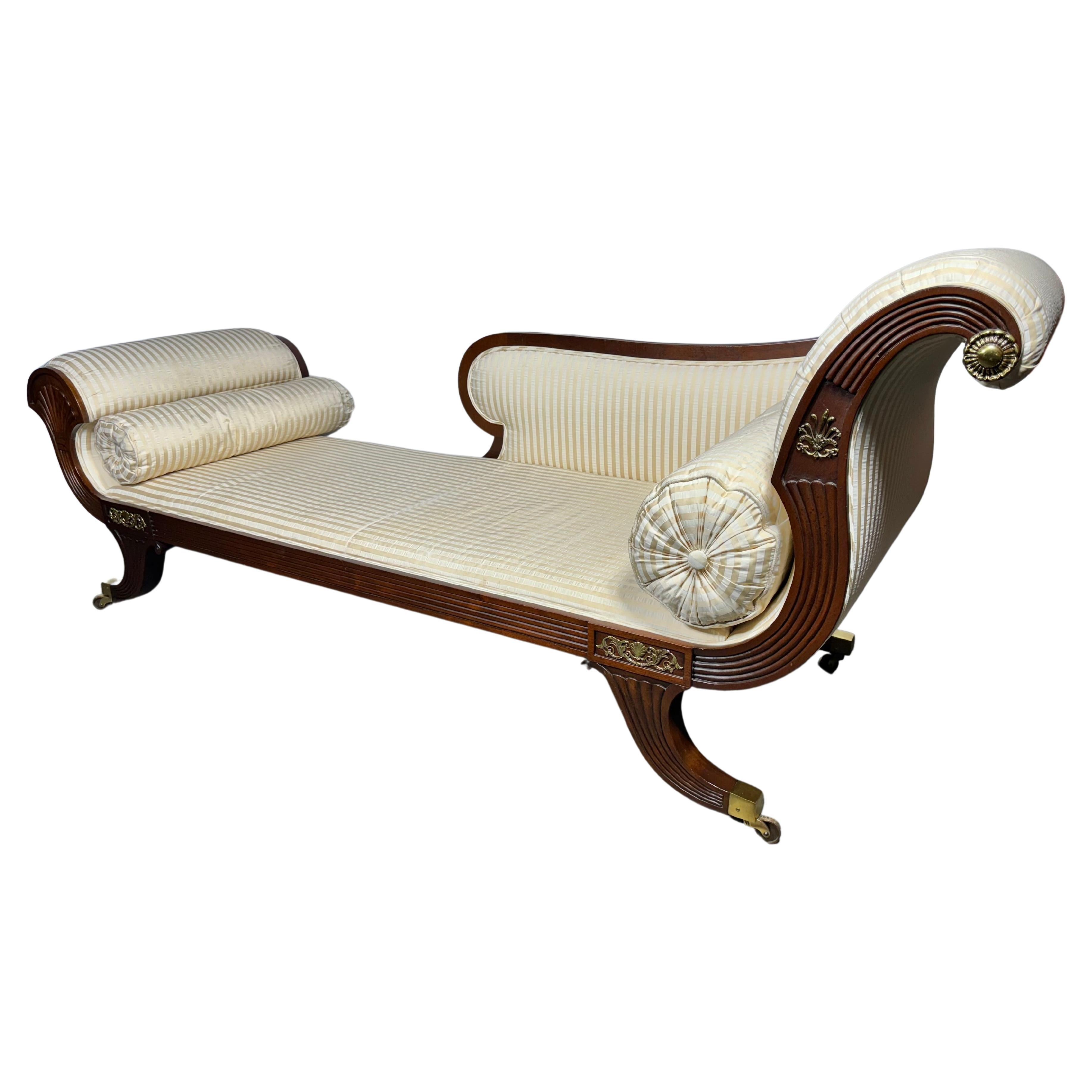 Neoclassical Style carved mahogany recamier / chaise by Baker