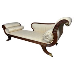 Neoclassical Style carved mahogany recamier / chaise by Baker