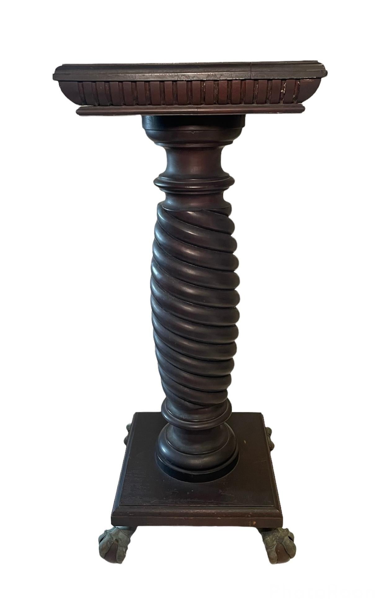 Neoclassical Style Carved Wood and Bronze Spiral Column / Pedestal For Sale 14