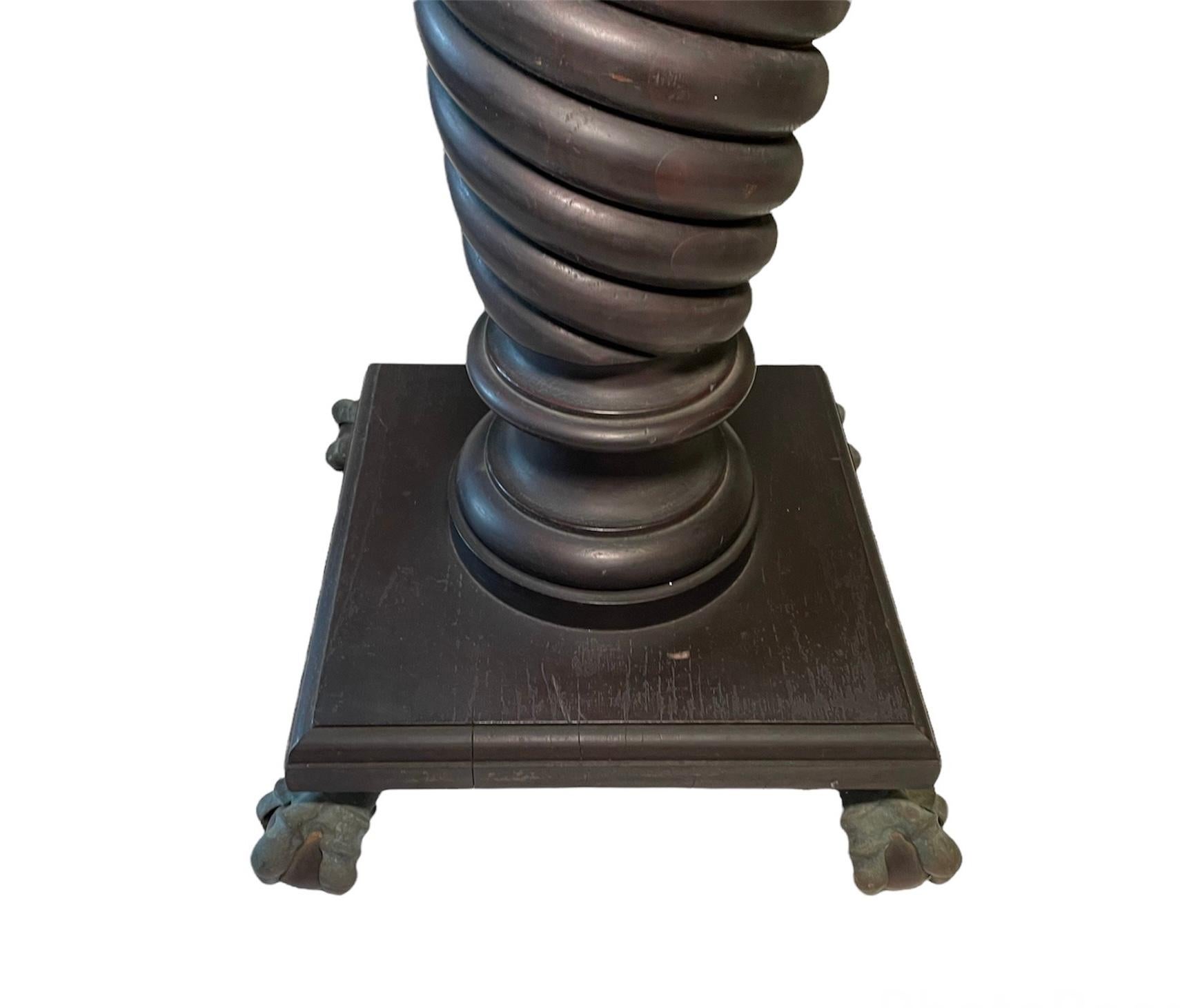 Neoclassical Style Carved Wood and Bronze Spiral Column / Pedestal For Sale 3