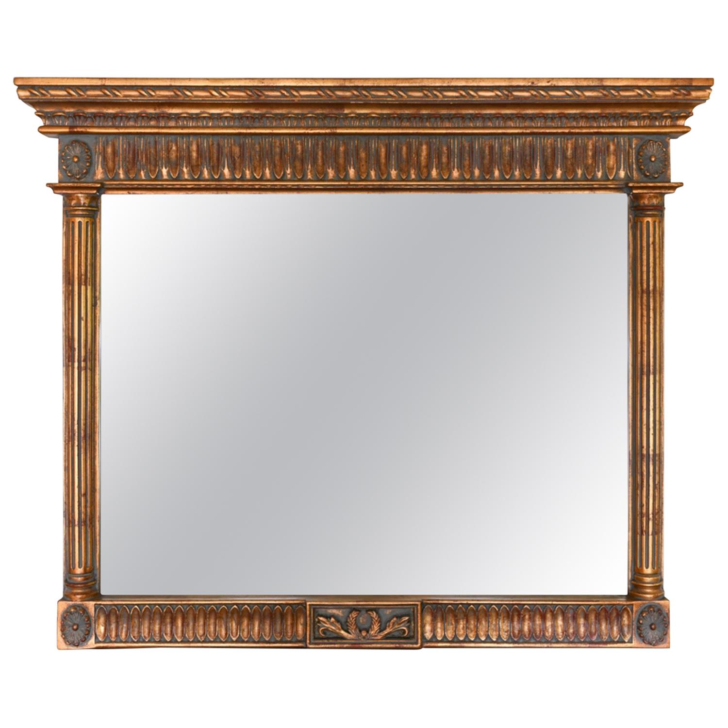Neoclassical Style Carved Wood Frame over Mantle Mirror For Sale at 1stdibs