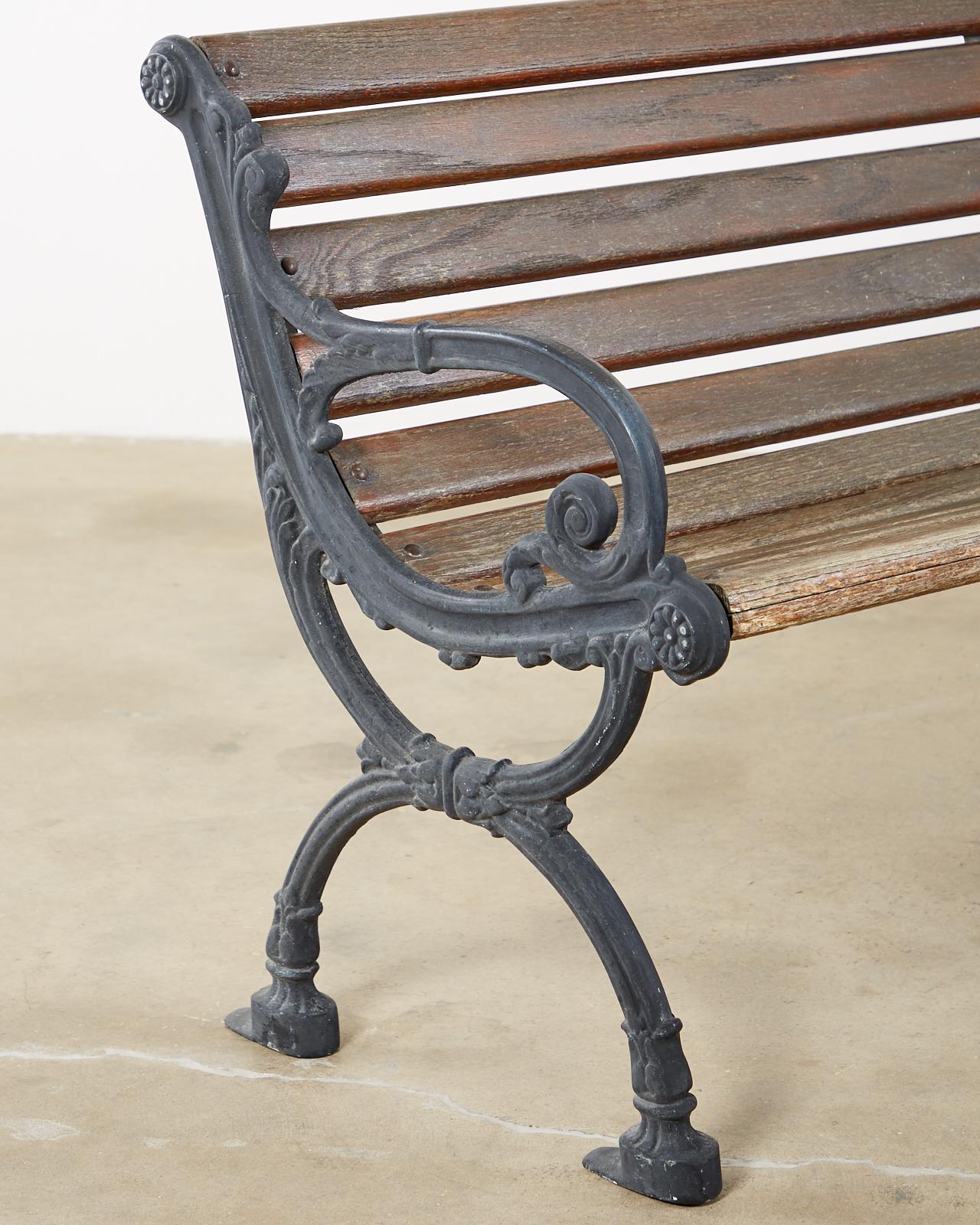 Neoclassical Style Cast Iron and Wood Park Bench 5