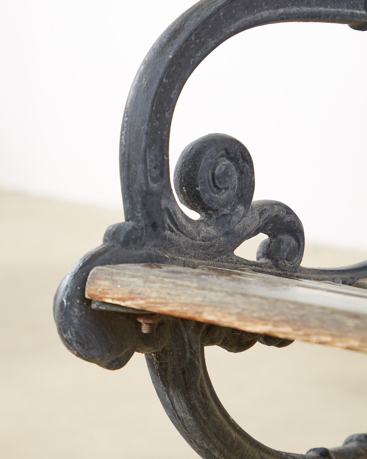Neoclassical Style Cast Iron and Wood Park Bench 3
