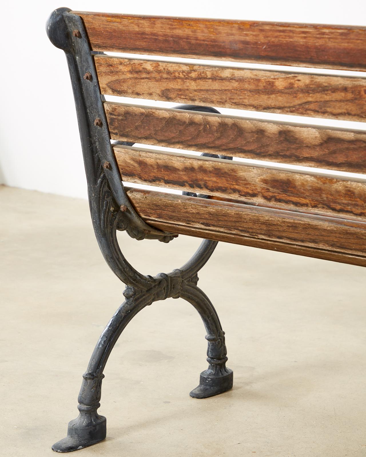 Neoclassical Style Cast Iron and Wood Park Bench 6