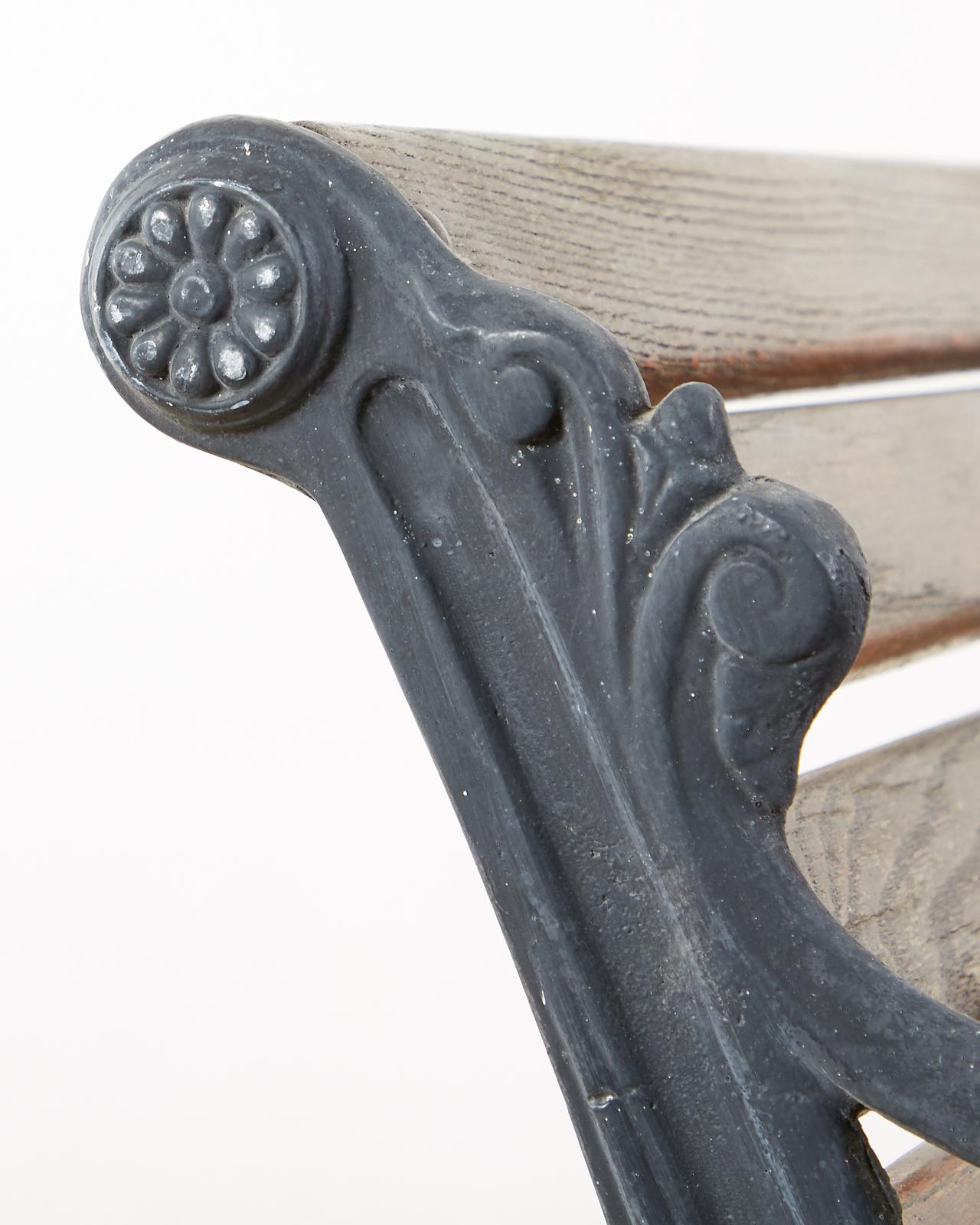 Neoclassical Style Cast Iron and Wood Park Bench 8