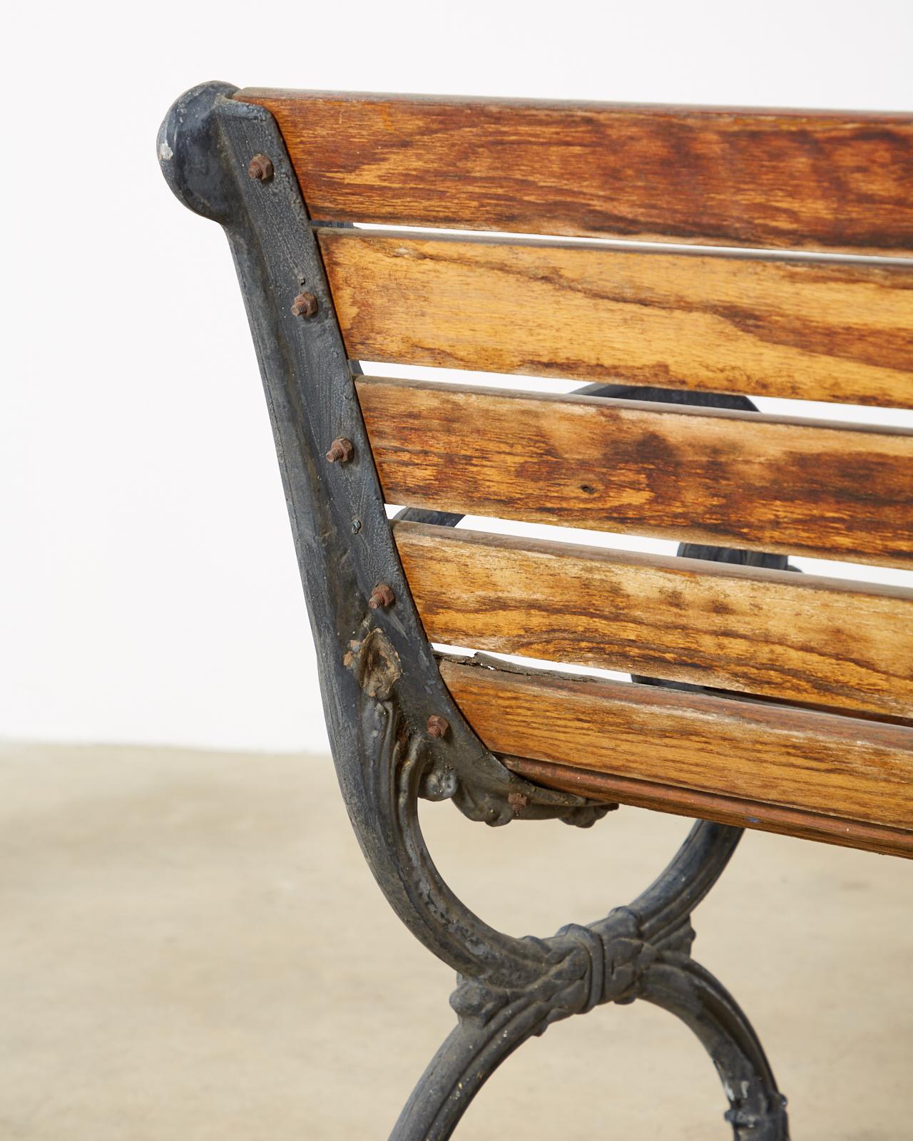 Neoclassical Style Cast Iron and Wood Park Bench 8