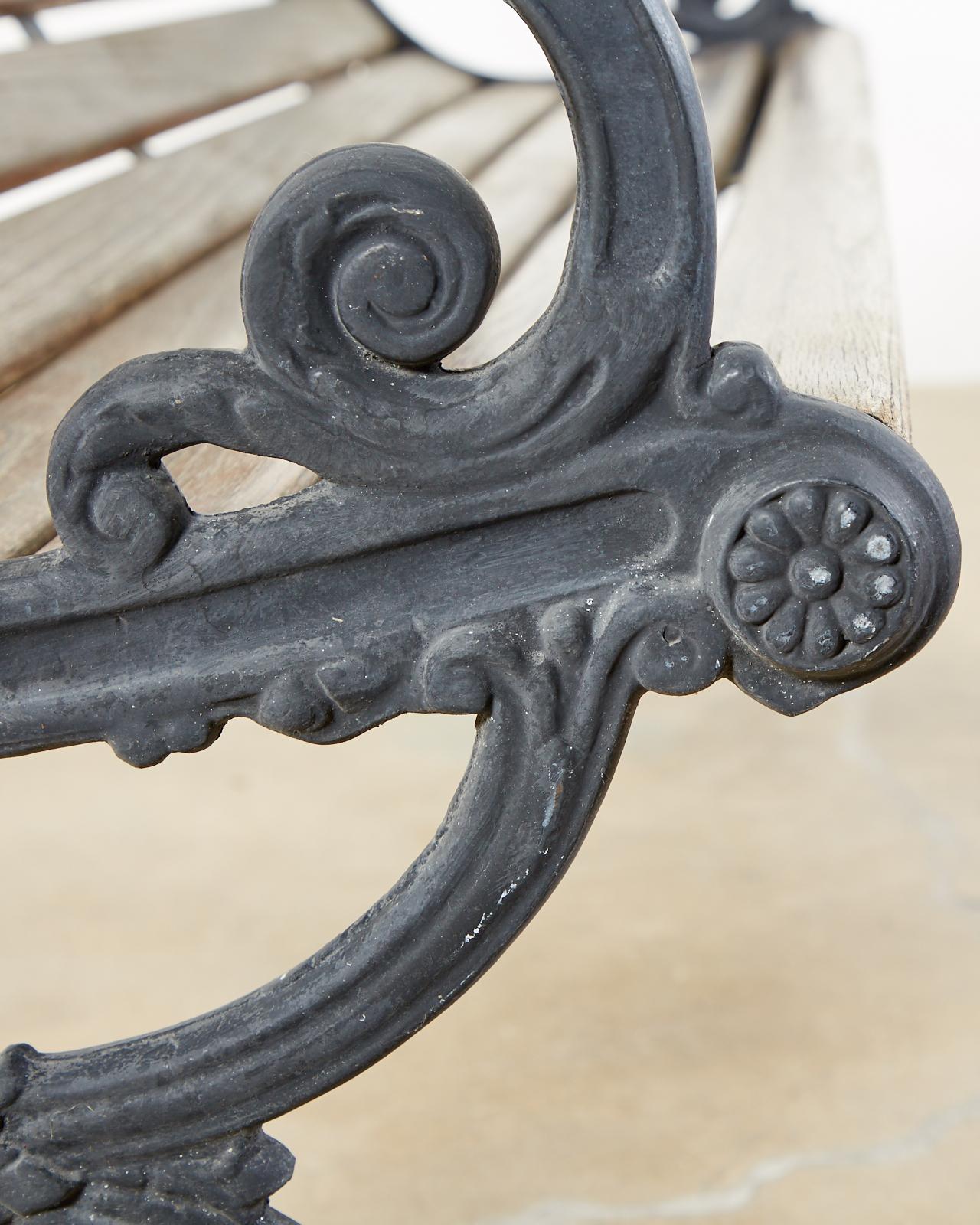 Neoclassical Style Cast Iron and Wood Park Bench 11