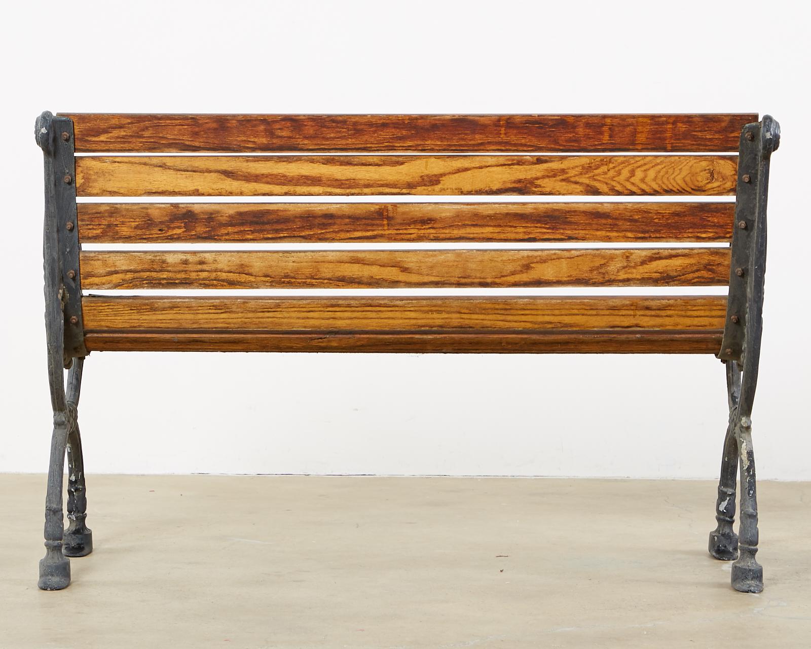 Neoclassical Style Cast Iron and Wood Park Bench 11