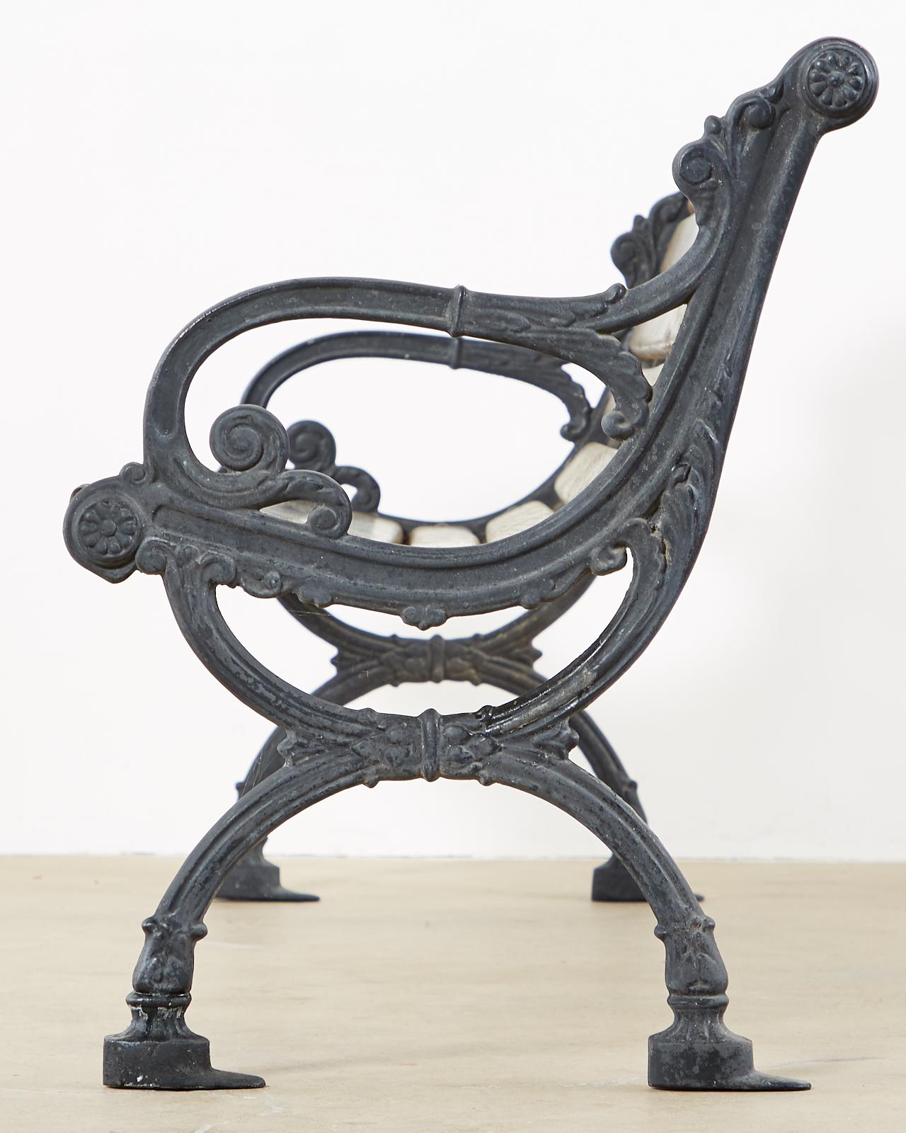 English Neoclassical Style Cast Iron and Wood Park Bench