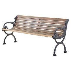 Used Neoclassical Style Cast Iron and Wood Park Bench