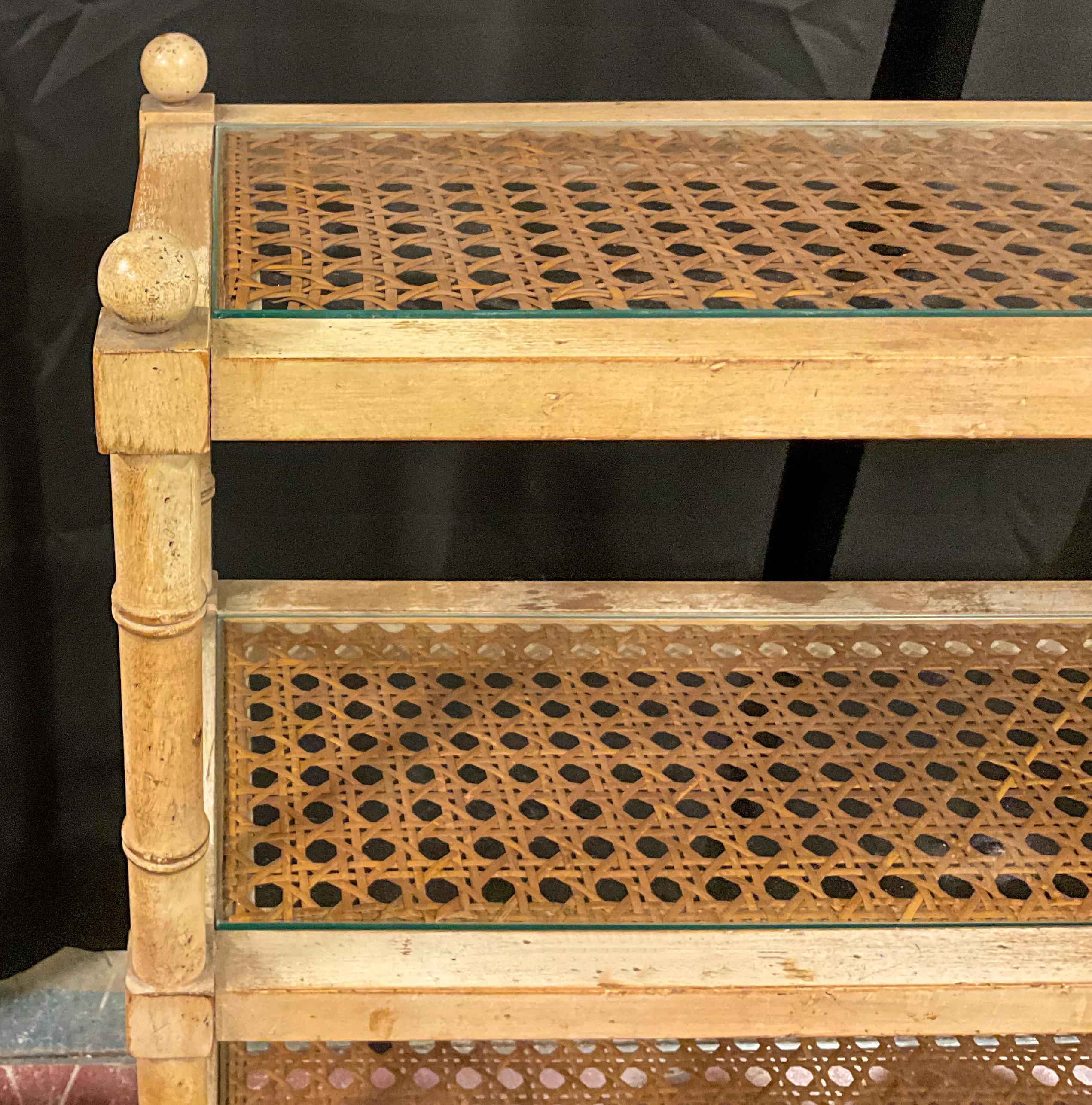 Neoclassical Style Cerused Pine and Cane Faux Bamboo Etagere / Bookcase 5