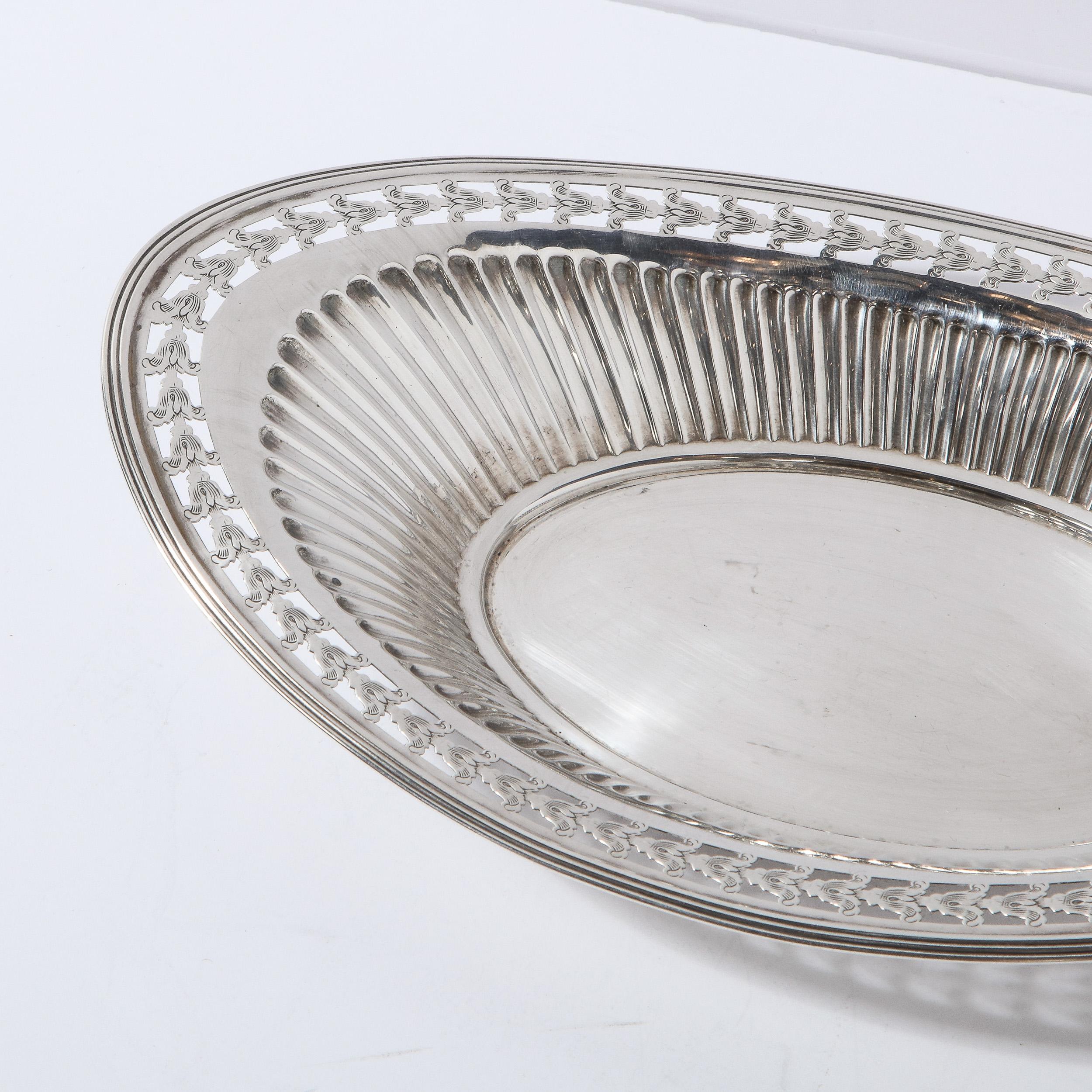 Neoclassical Style Channeled Sterling Silver Tray with Acanthus Capital Motif 2