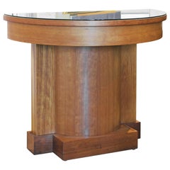 Neoclassical Style Cherry Architectural Entry Table with Protective Glass