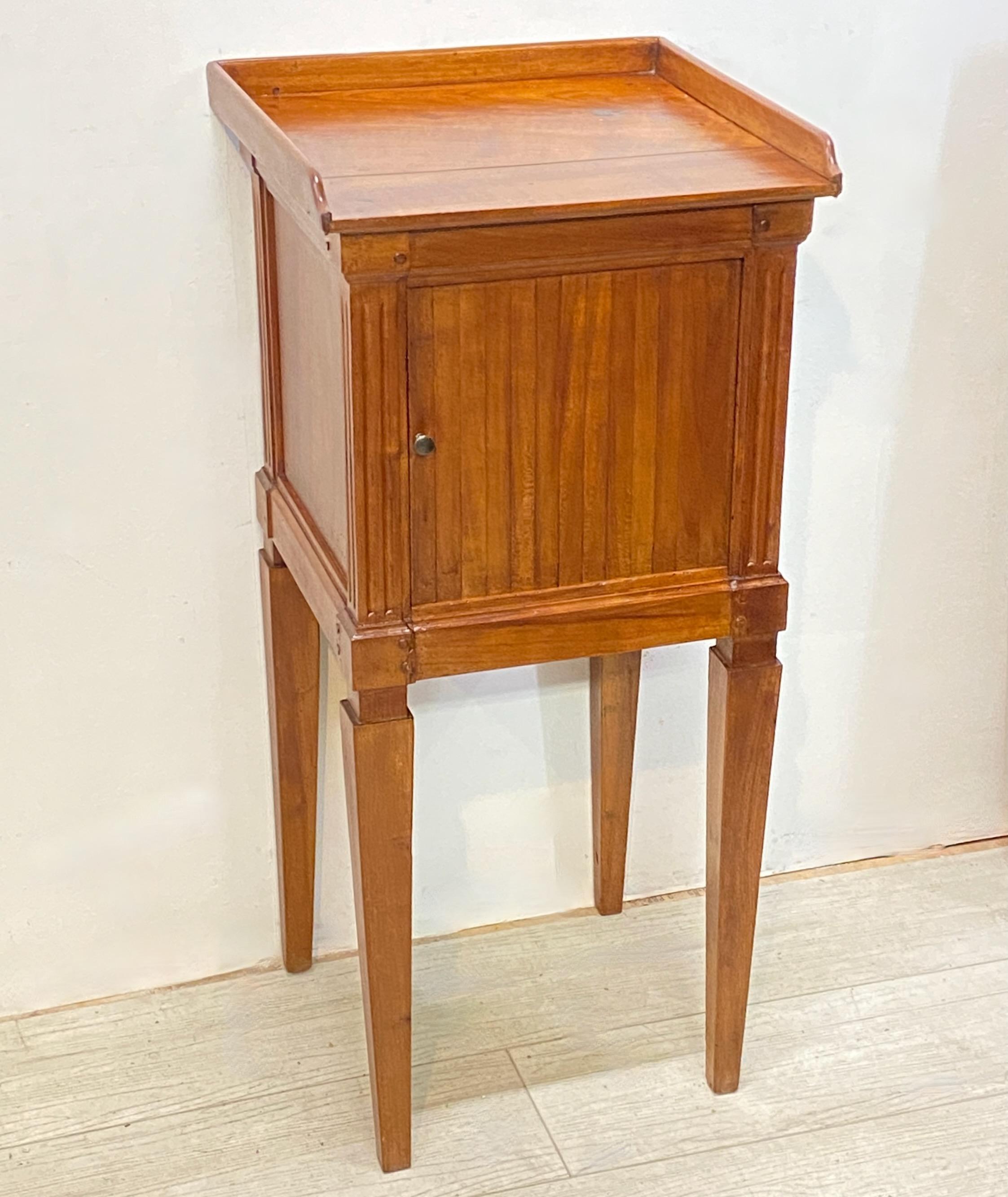 Neoclassical Style Cherrywood Bedside Table Cabinet, French Late 18th Century 7