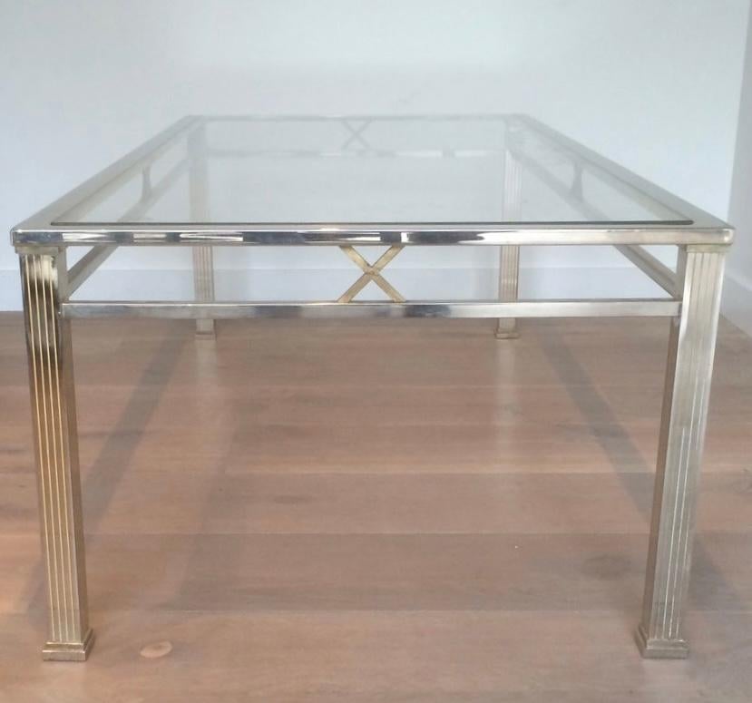 Late 20th Century Neoclassical Style Chrome and Brass Coffee table For Sale