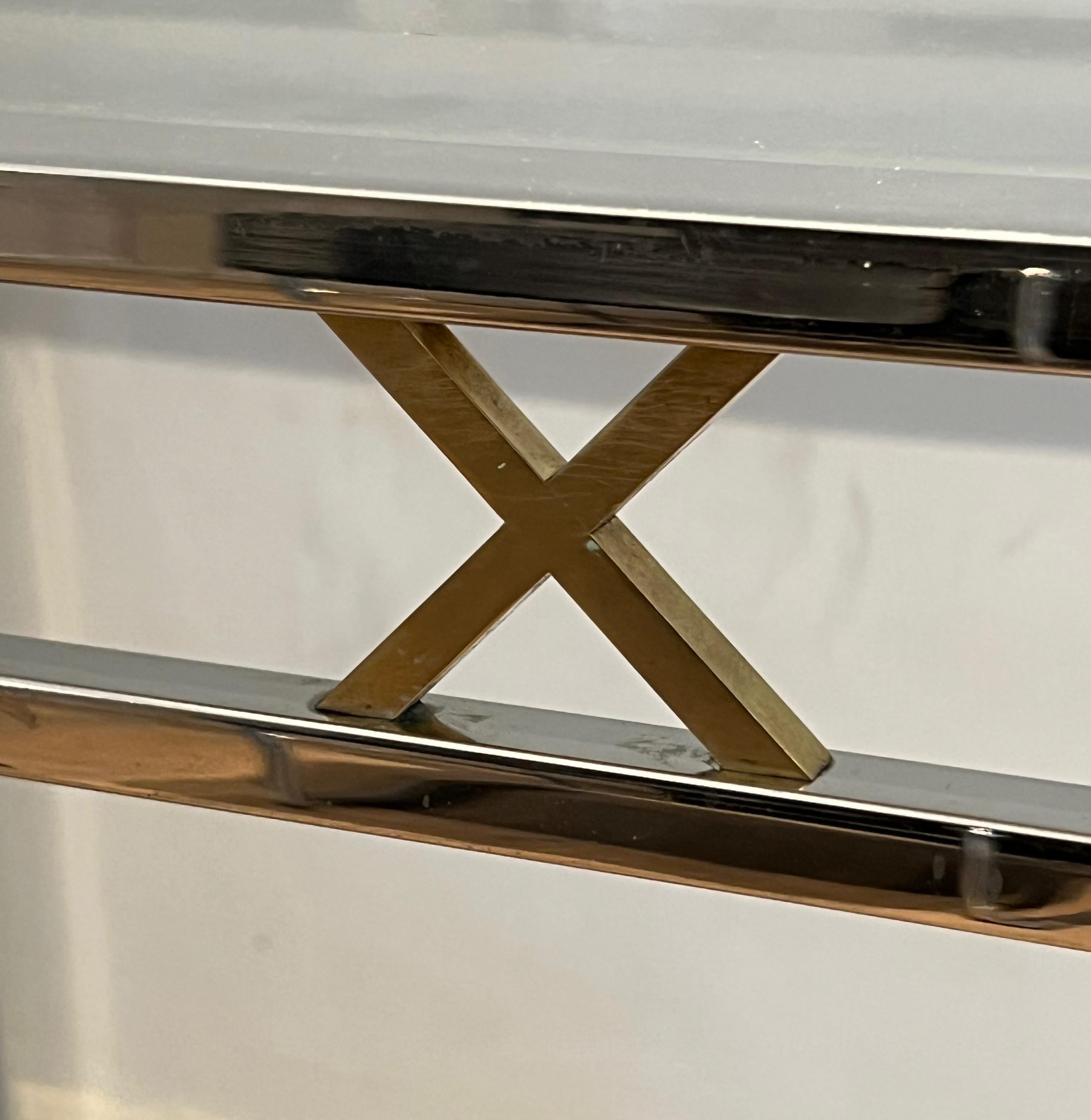 Neoclassical style chrome and brass desk. Italian work. Circa 1970 For Sale 9