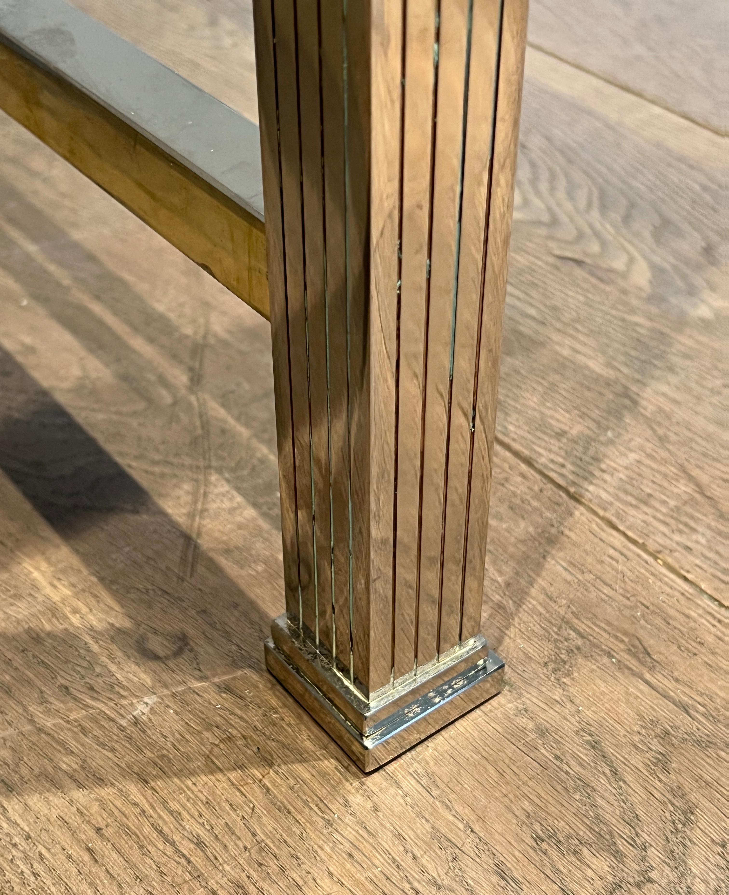 Neoclassical style chrome and brass desk. Italian work. Circa 1970 For Sale 11