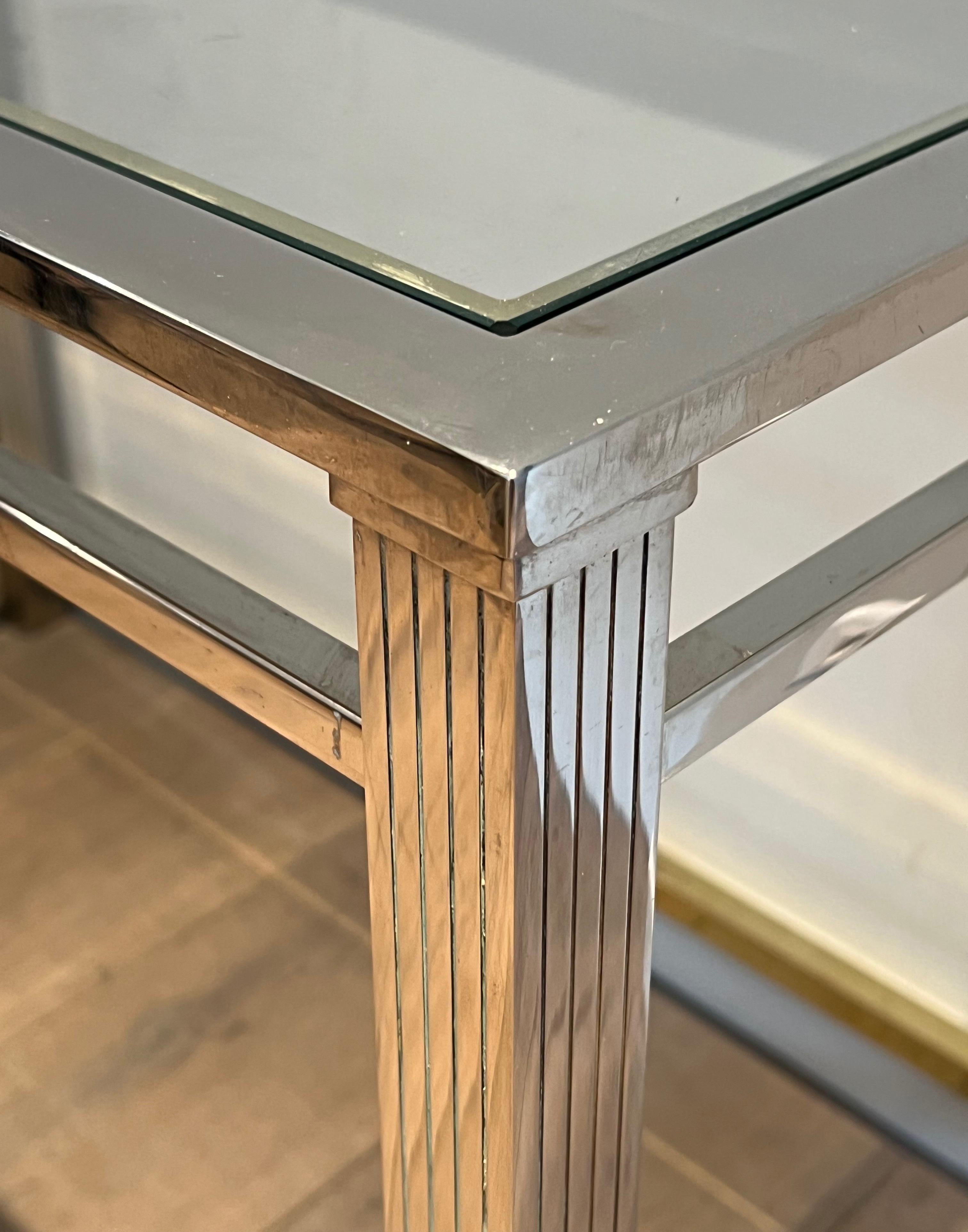 Neoclassical style chrome and brass desk. Italian work. Circa 1970 For Sale 2