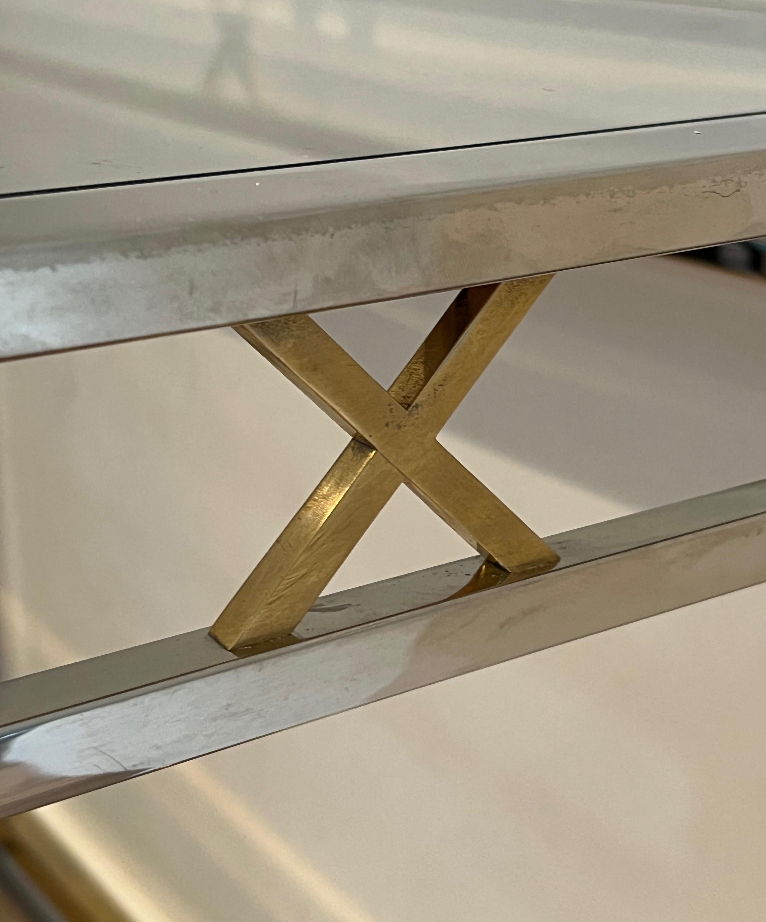 Neoclassical style chrome and brass desk. Italian work. Circa 1970 For Sale 3