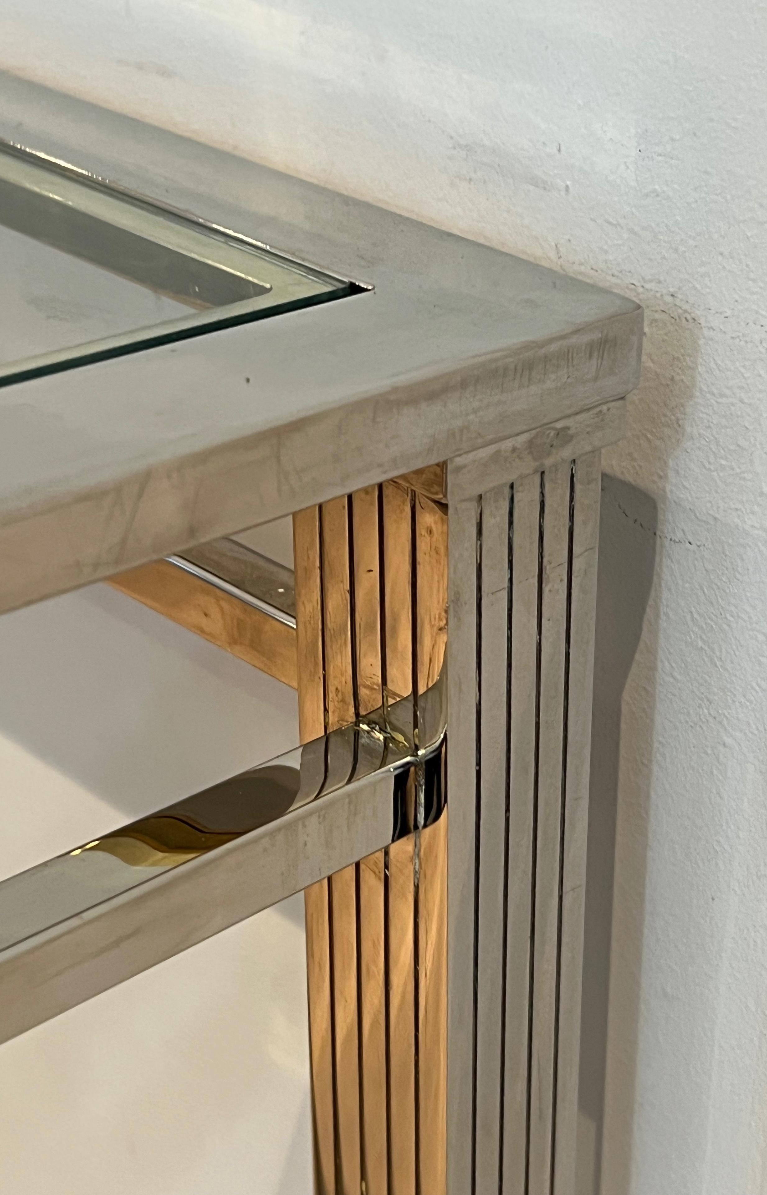 Neoclassical style chrome and brass desk. Italian work. Circa 1970 For Sale 4