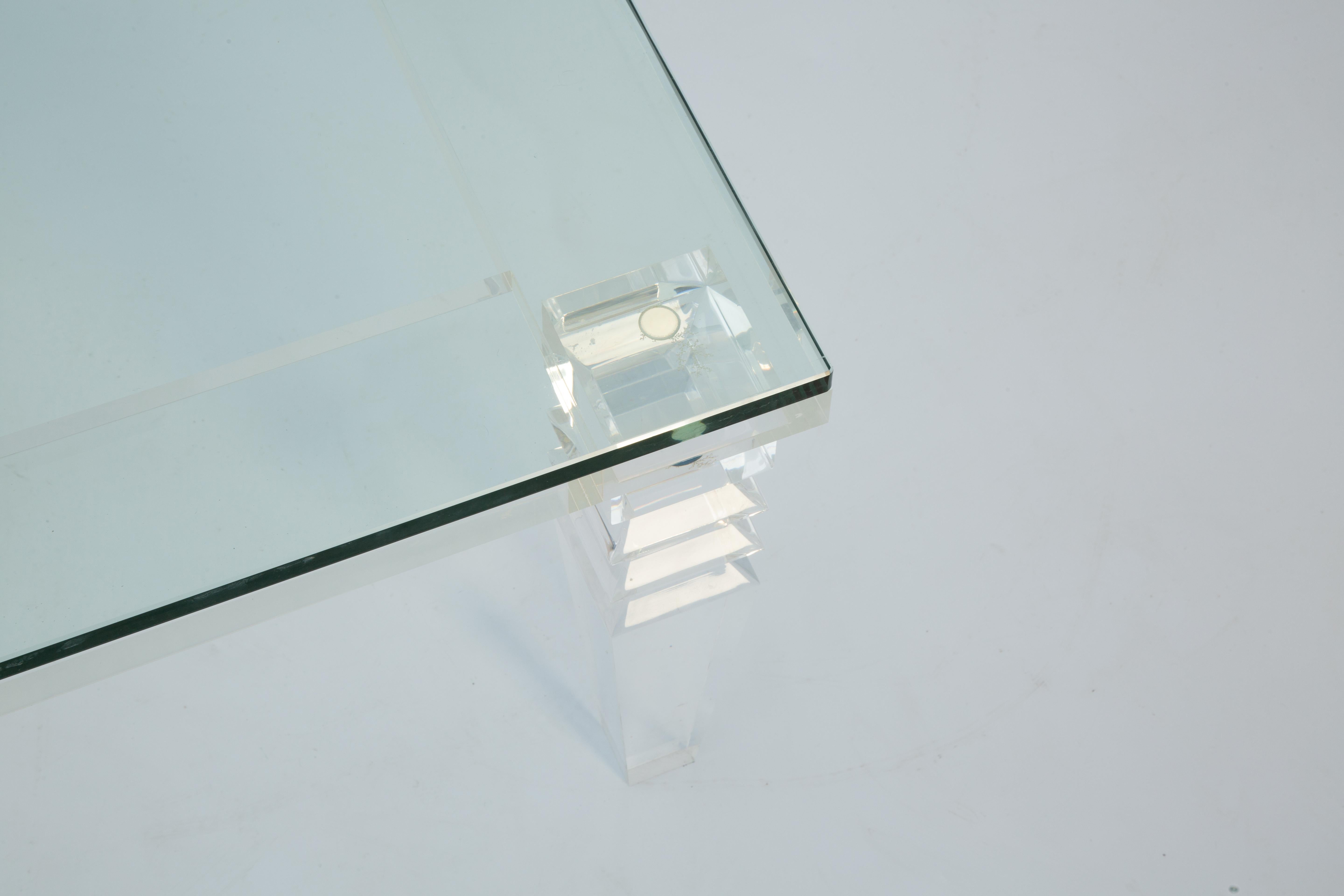 Neoclassical Style Coffee Table with Chunky Lucite Frame In Good Condition For Sale In West Palm Beach, FL