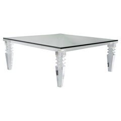 Neoclassical Style Coffee Table with Chunky Lucite Frame