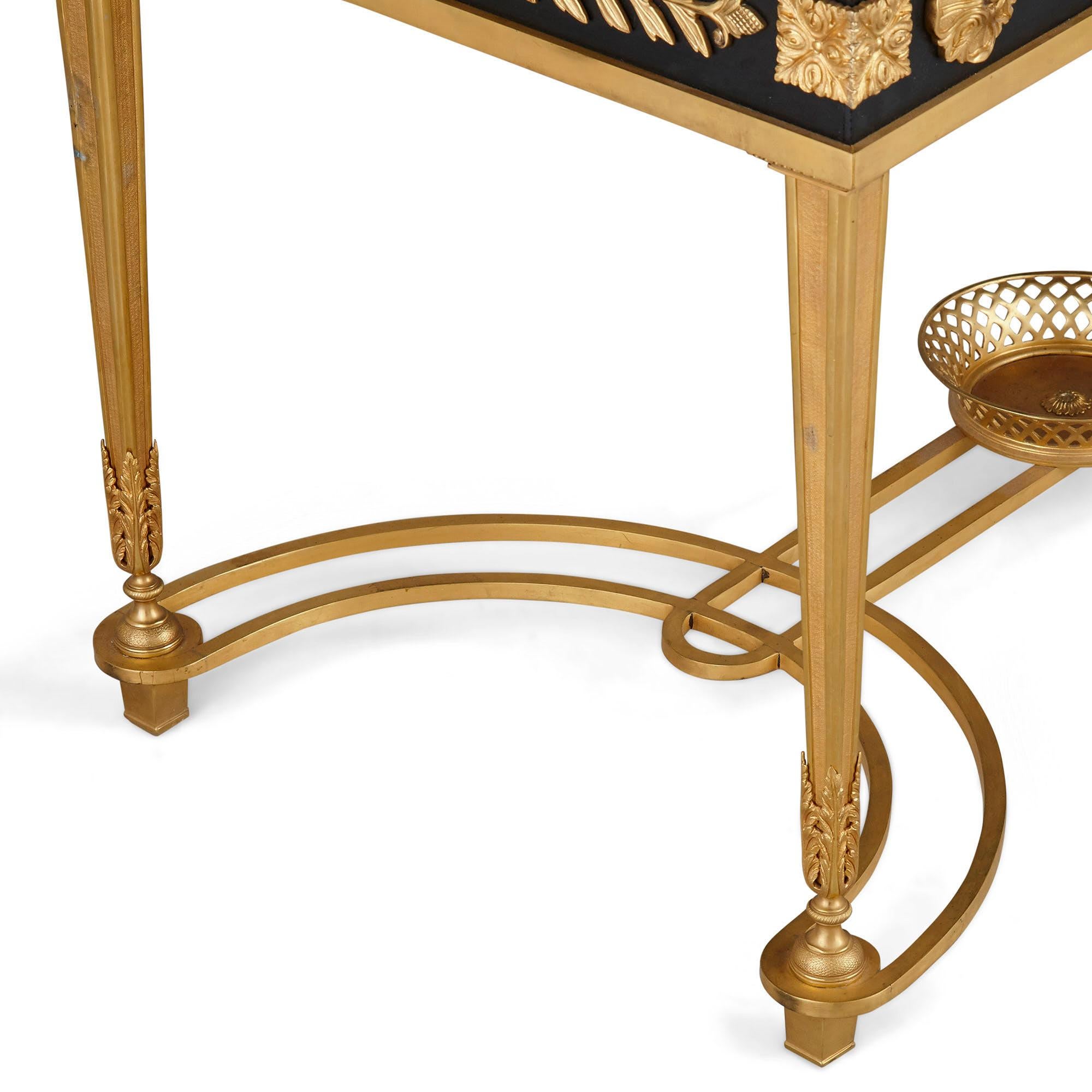 French Neoclassical Style Coffee Table with Italian Marble Specimen Top For Sale