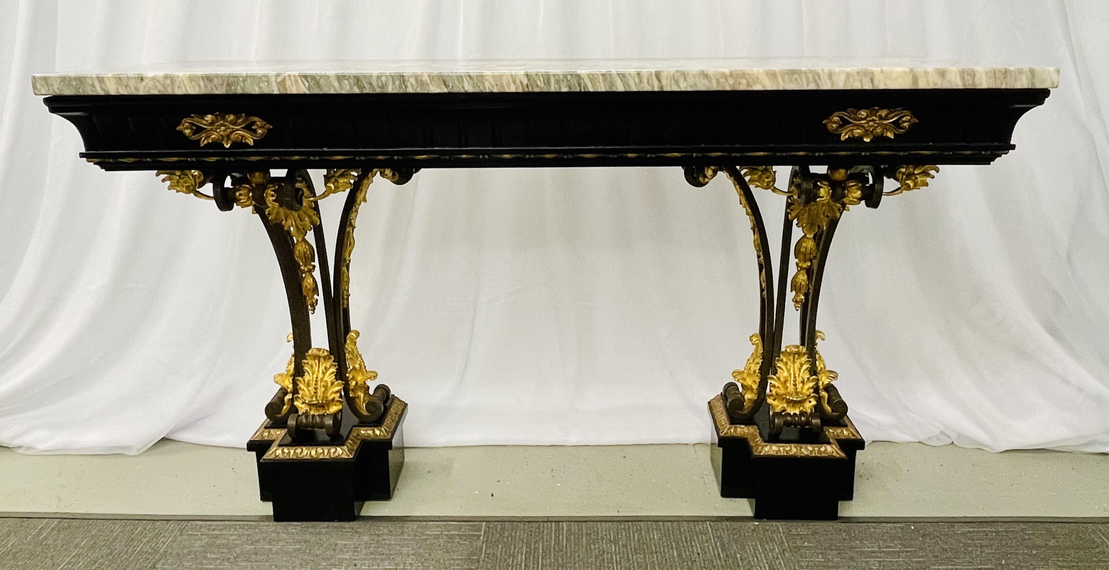 Empire Neoclassical Style Console Table, Refinished, Bronze, Celebrity Provenance For Sale