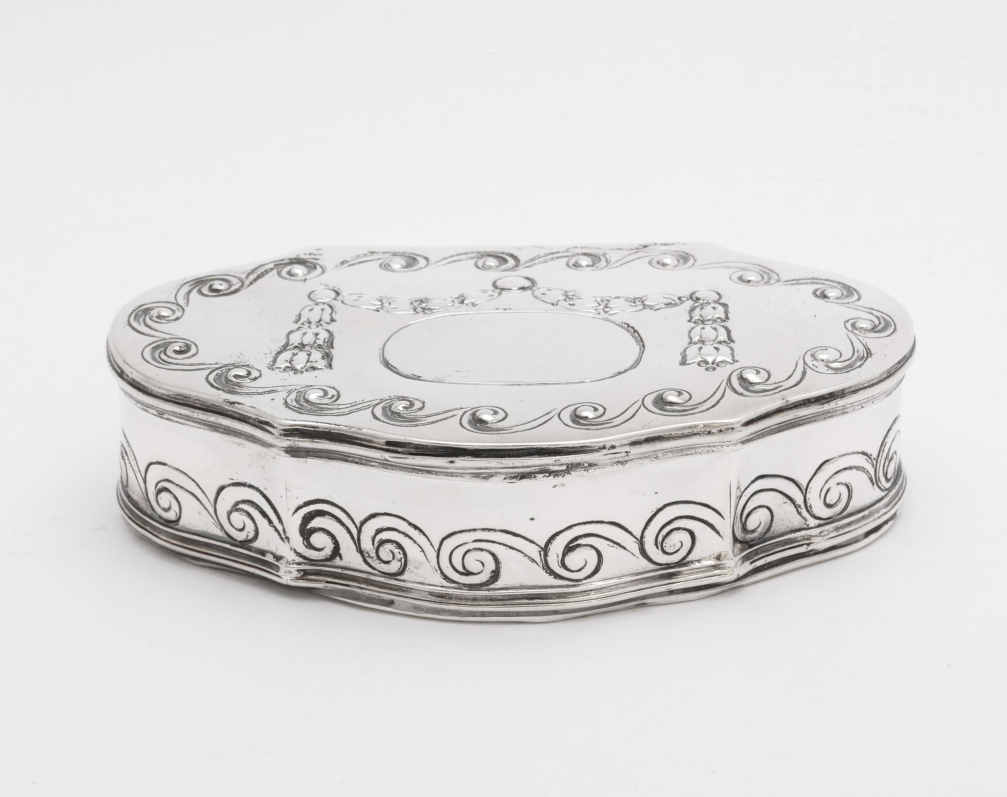 German Neoclassical-Style Continental Silver '.800' Trinkets Box with Hinged Lid