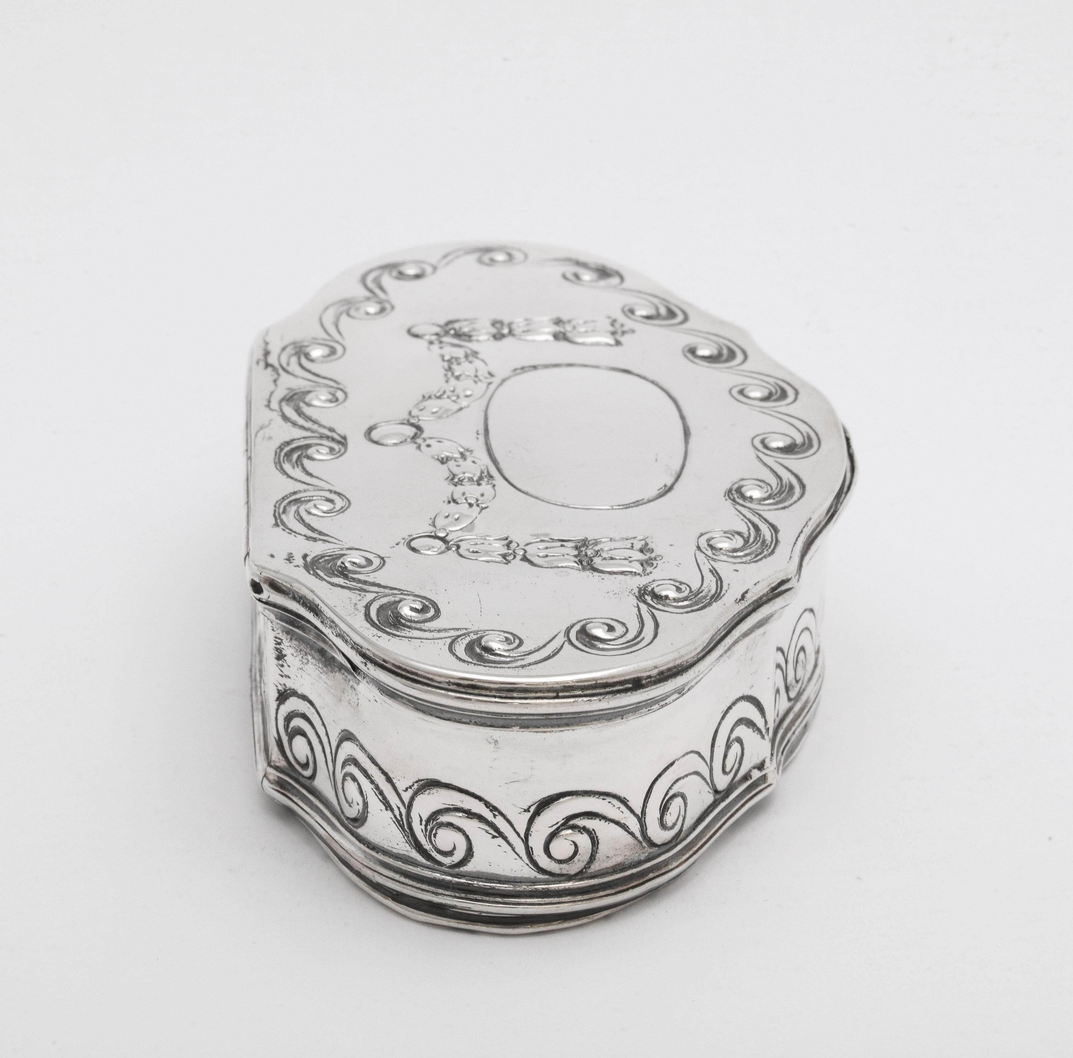 Mid-19th Century Neoclassical-Style Continental Silver '.800' Trinkets Box with Hinged Lid