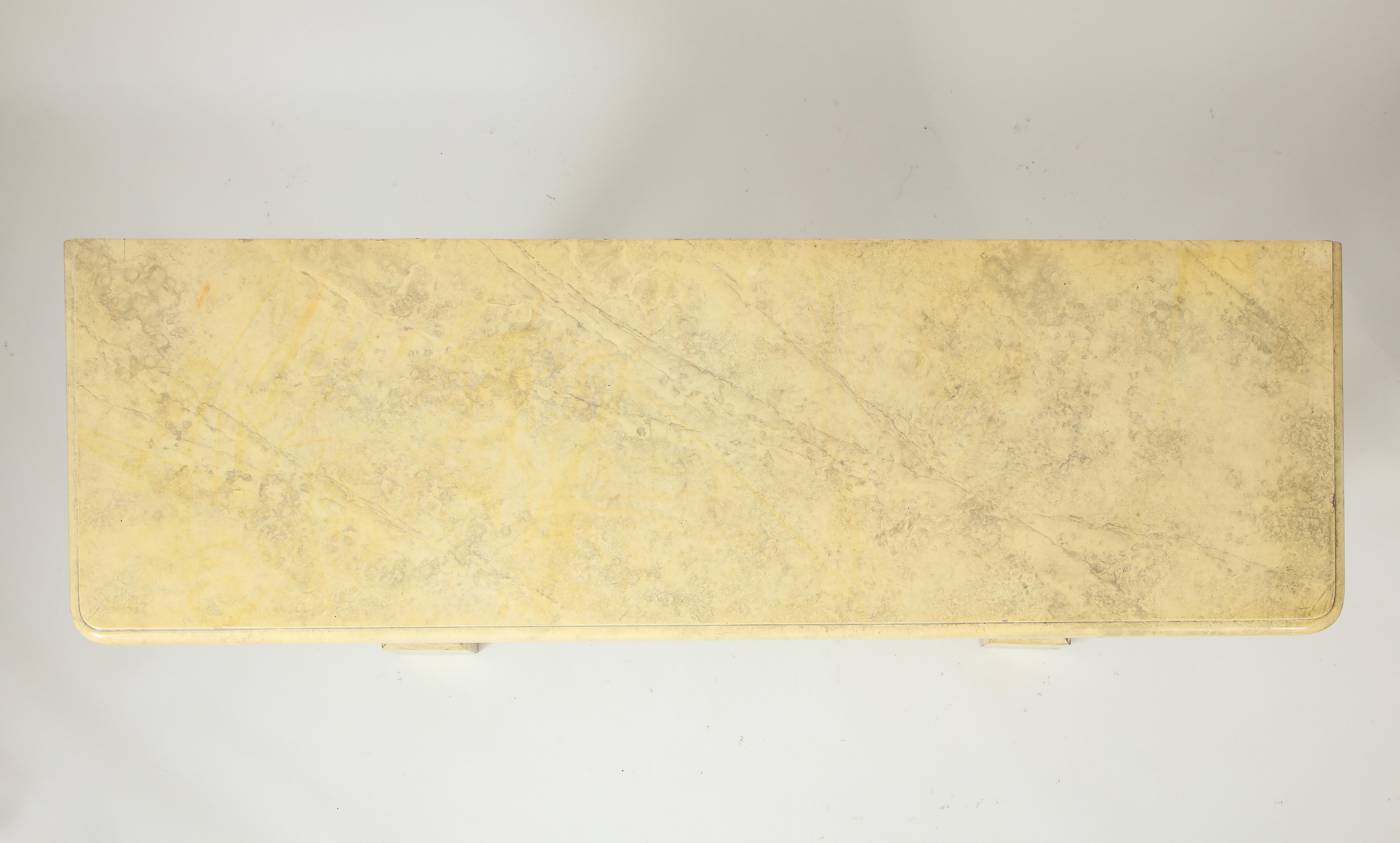 Neoclassical Style Cream Faux Marbre Console Table 2