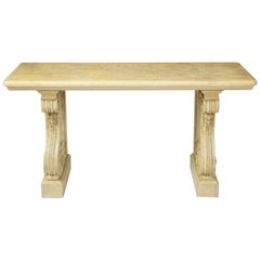 Table console de style néoclassique en faux marbre crème