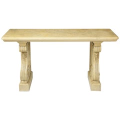 Neoclassical Style Cream Faux Marbre Console Table