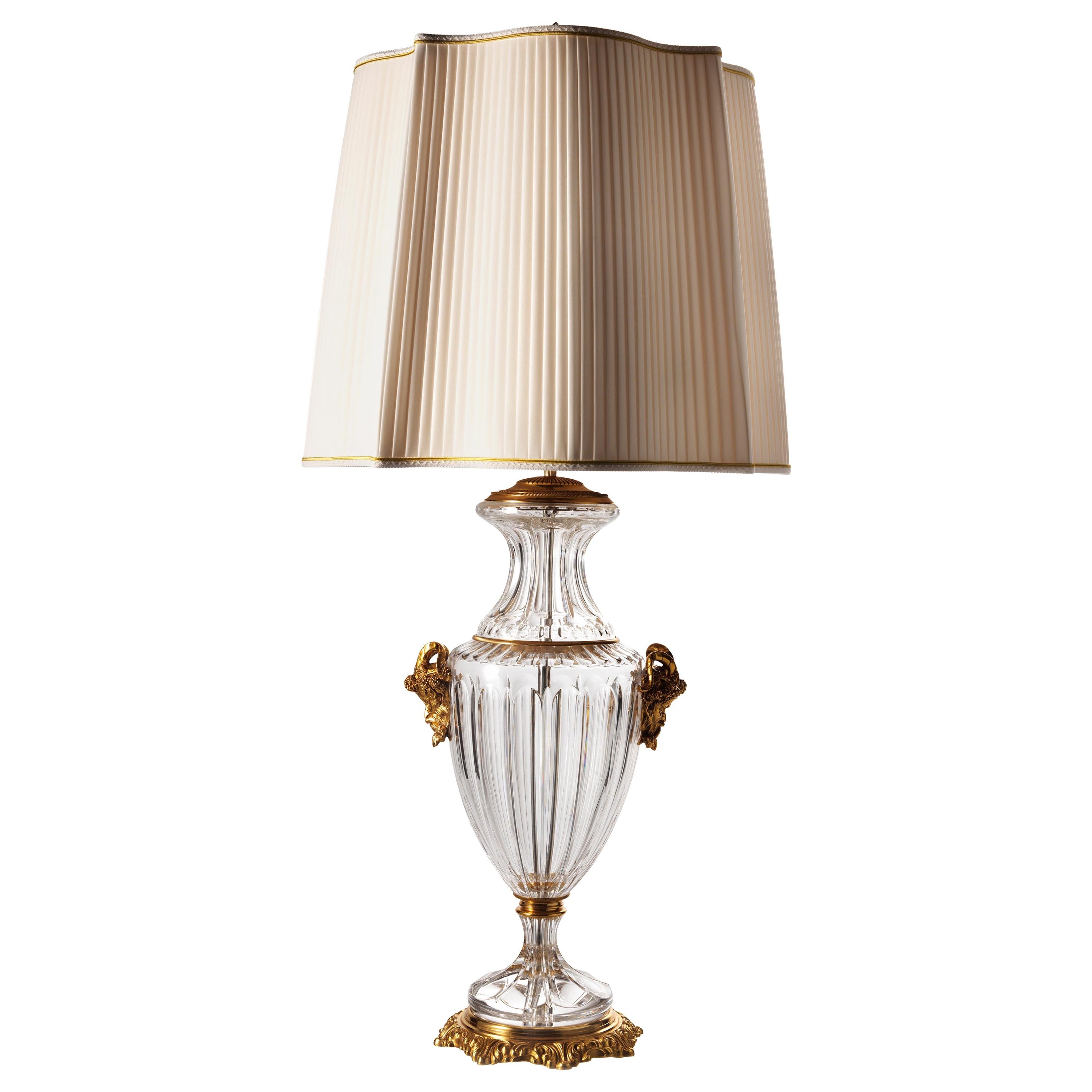 Lampe de style néoclassique en cristal taillé et bronze doré par Gherardo Degli Albizzi