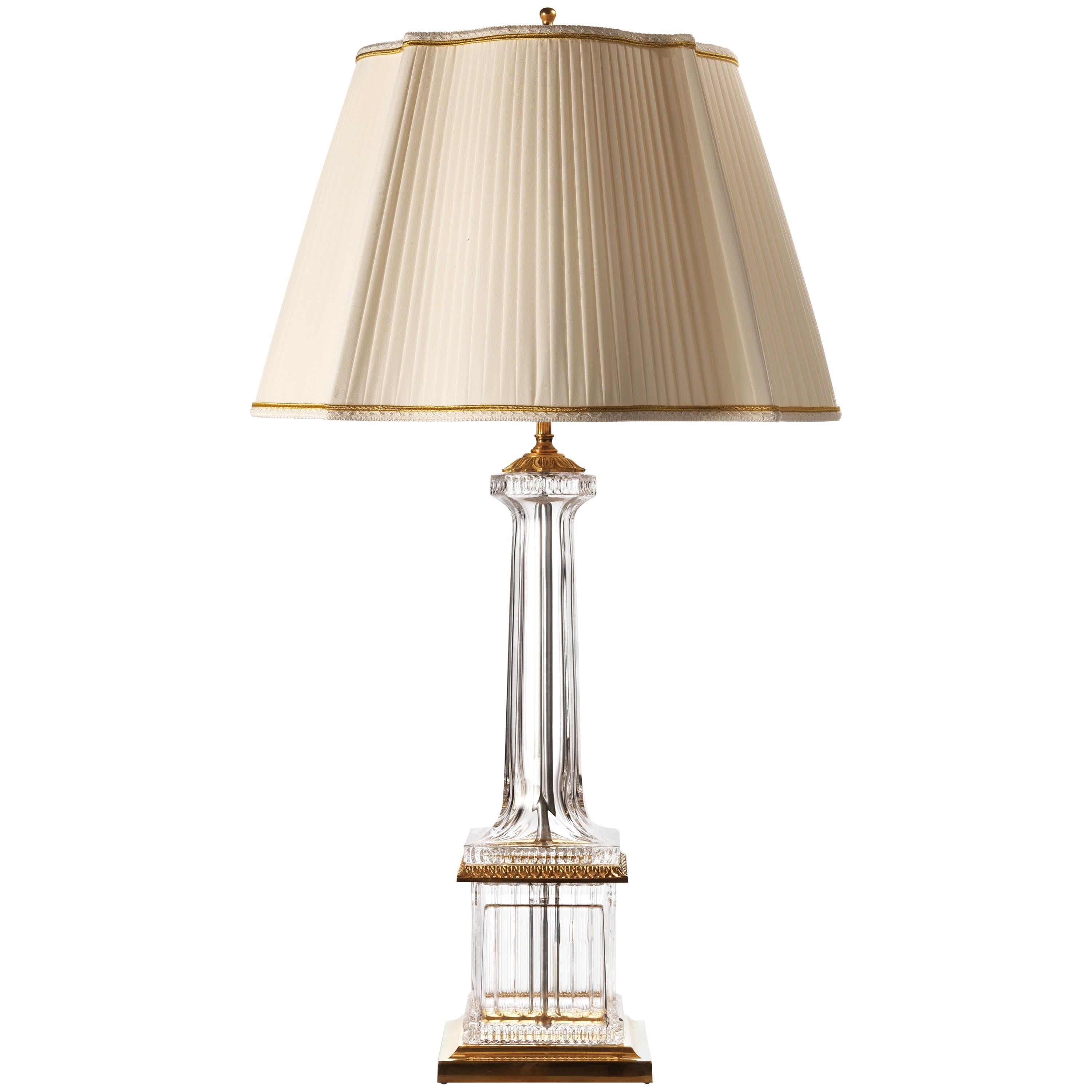 Lampe de style néoclassique en cristal taillé et bronze doré par Gherardo Degli Albizzi en vente