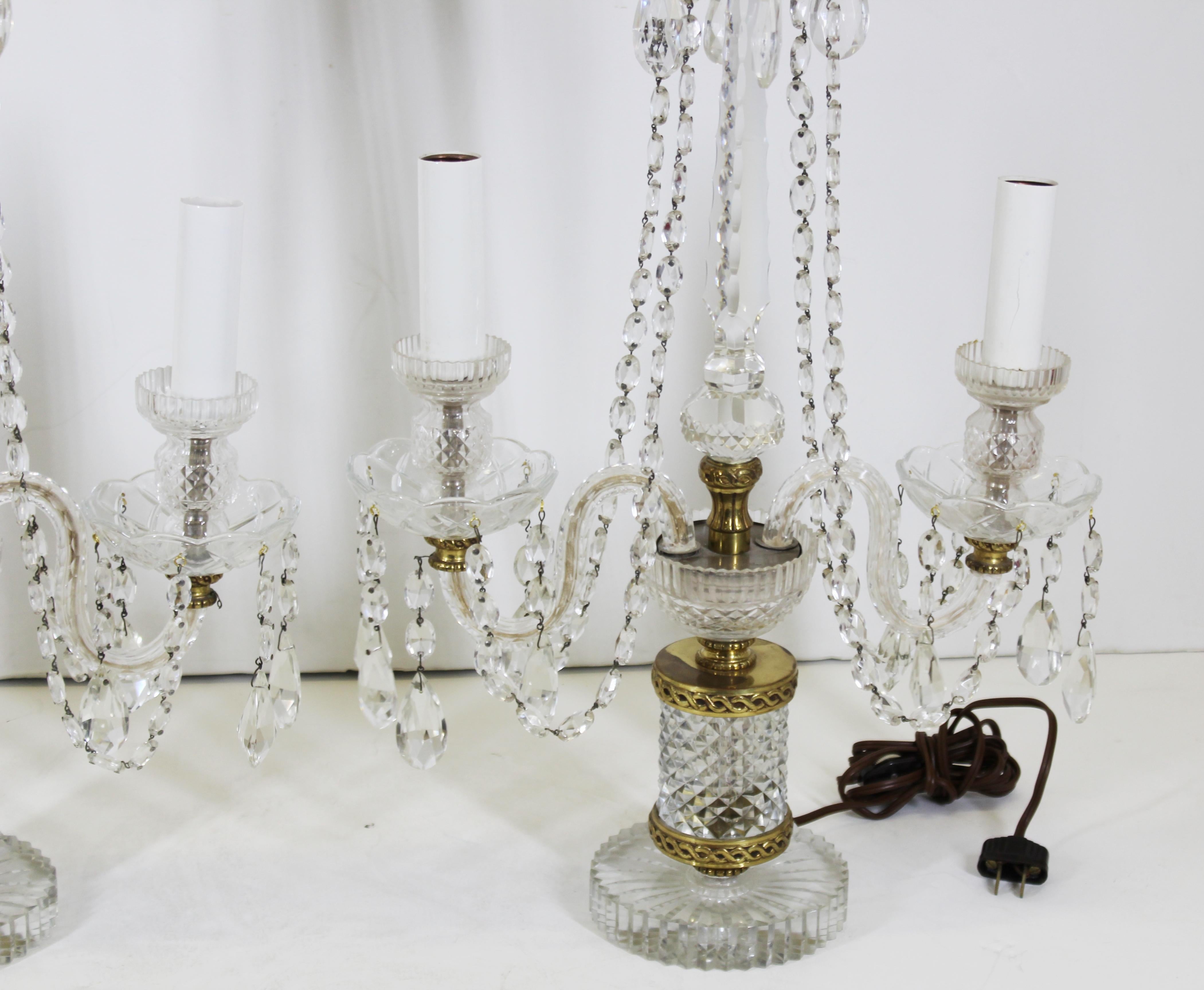 Neoclassical Style Czech Crystal Table Lamps In Good Condition In Astoria, NY