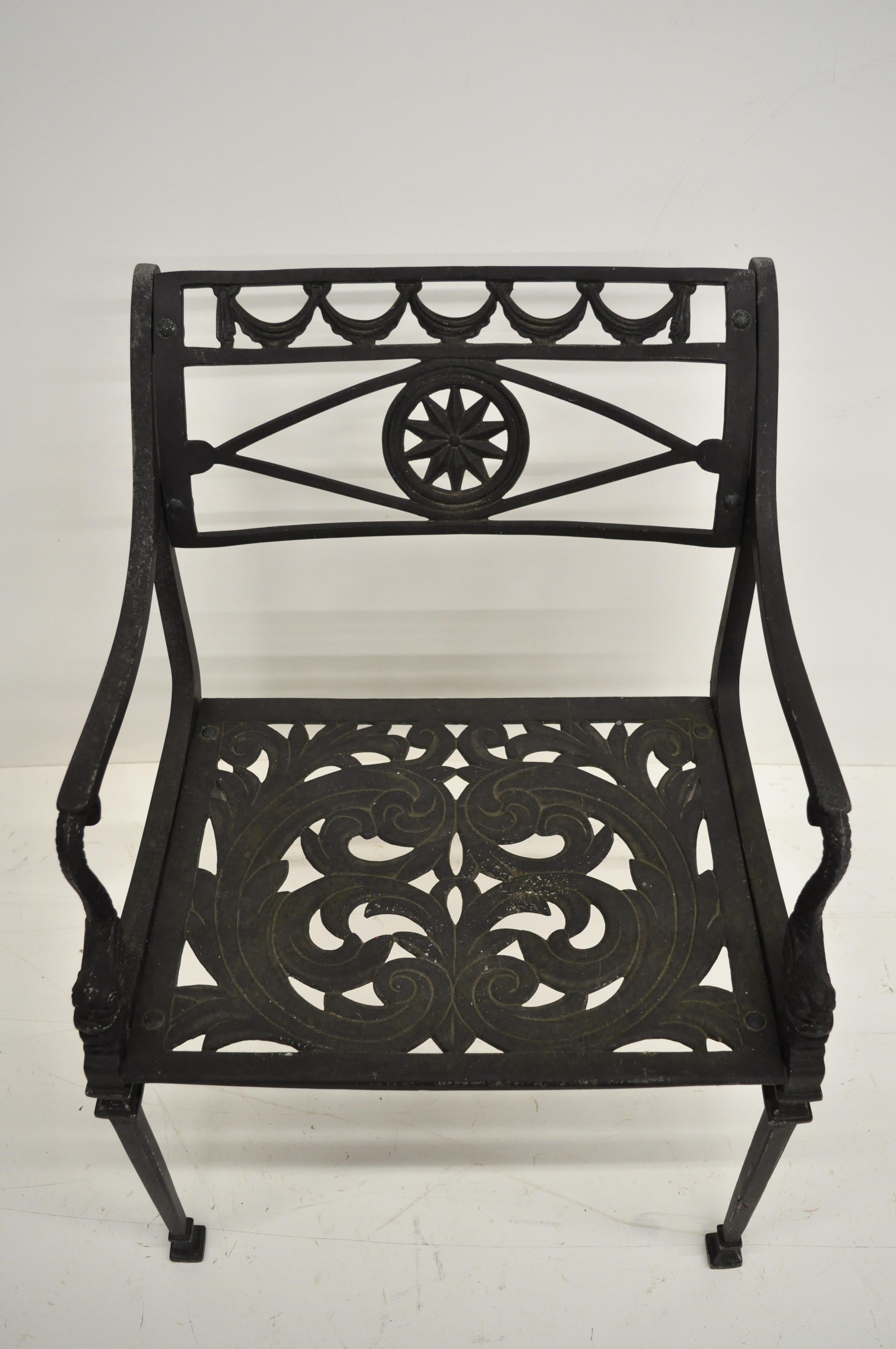 20th Century Neoclassical Style Dolphin Patio Armchairs Cast Aluminium Molla Attributed, Pair