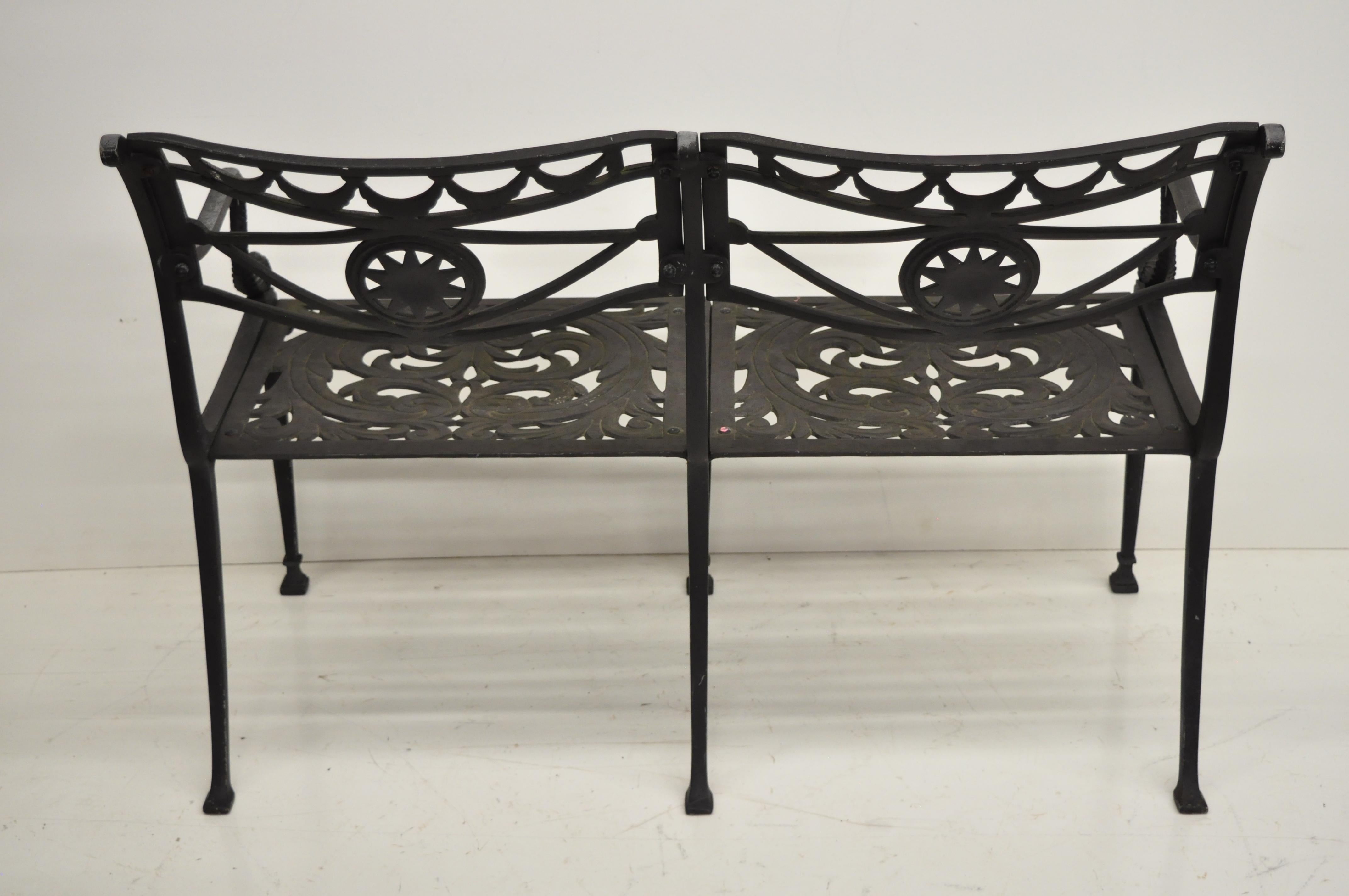 Neoclassical Style Dolphin Patio Double Settee Bench Attributed to Molla 3