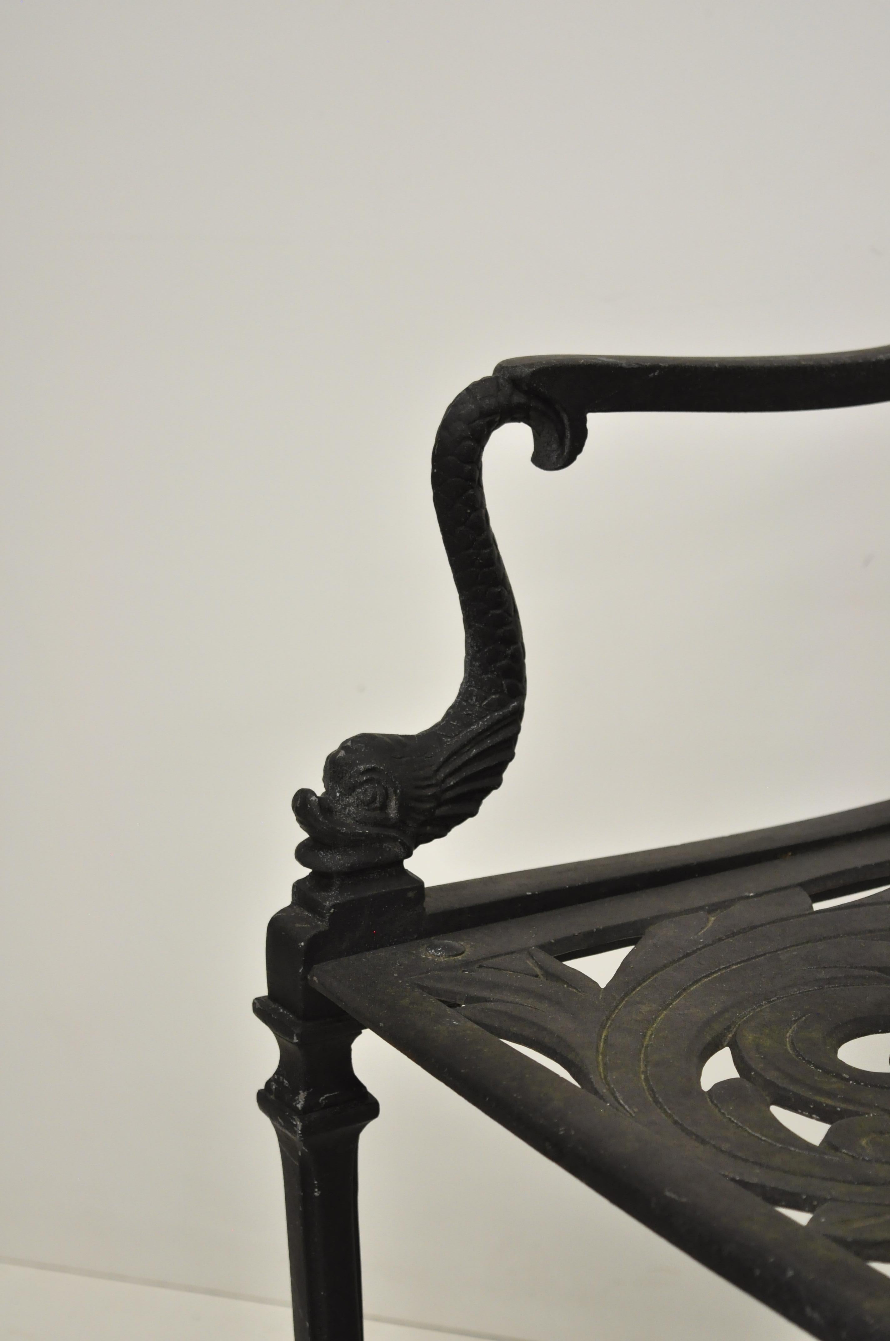 Neoclassical Style Dolphin Patio Double Settee Bench Attributed to Molla 1