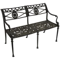 Neoclassical Style Dolphin Patio Double Settee Bench Attributed to Molla
