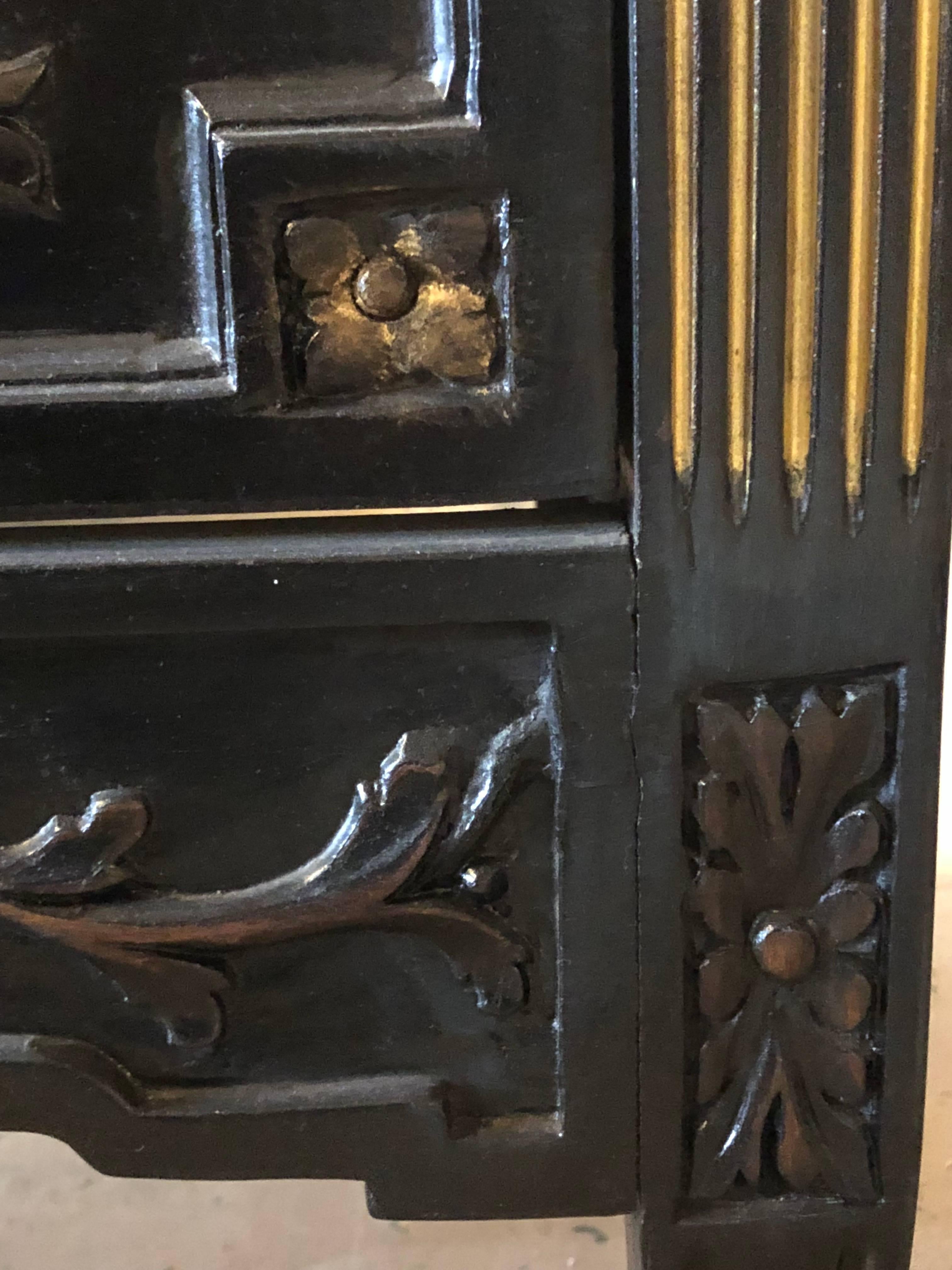 Neoclassical Style Ebonized Highly Carved Commode in the Style of Maison Jansen 4