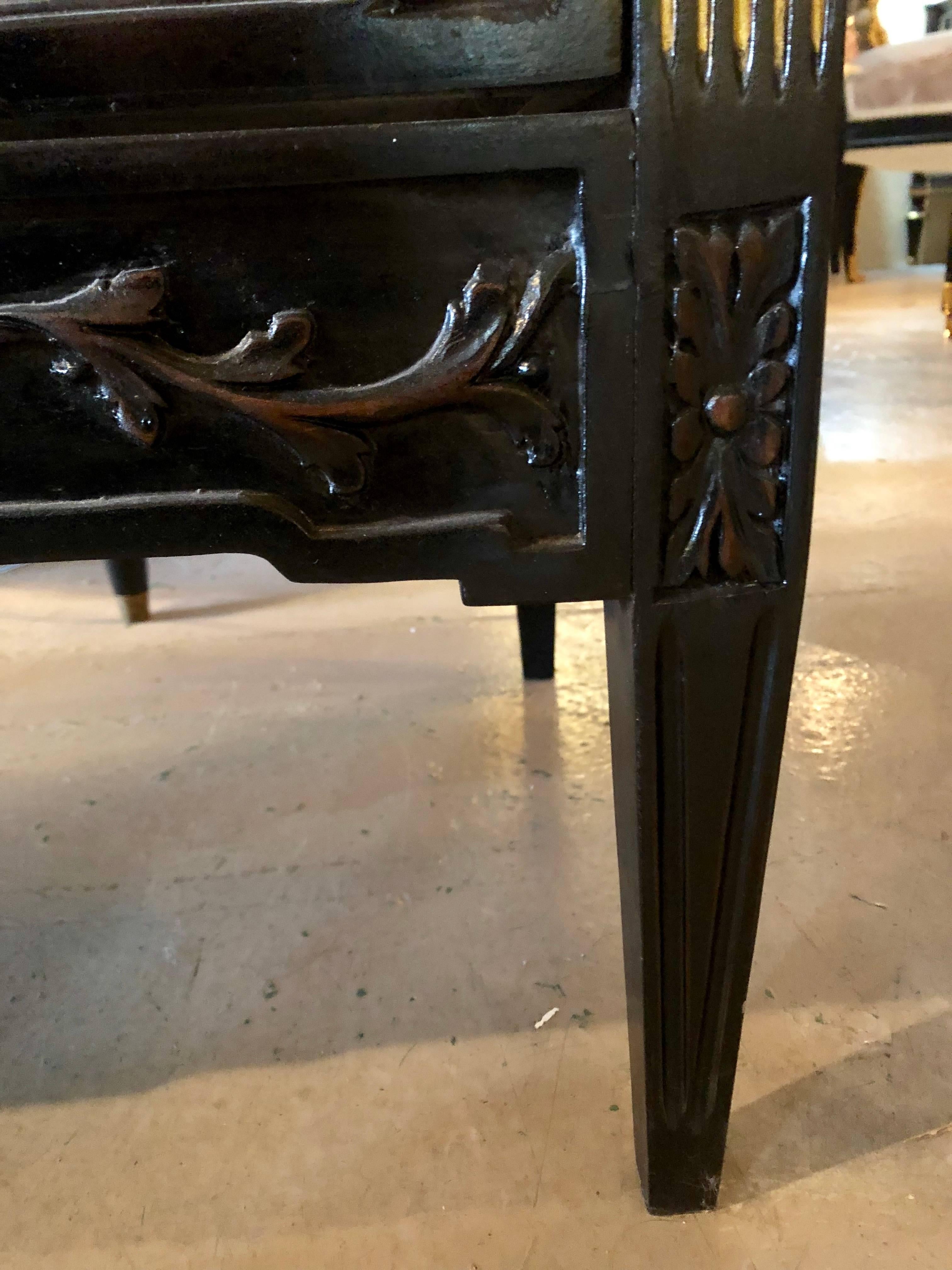 Neoclassical Style Ebonized Highly Carved Commode in the Style of Maison Jansen 3