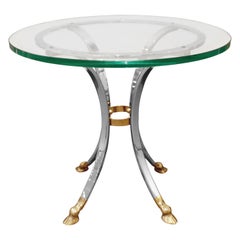 Vintage Neoclassical Style End Table in Brass and Steel, 1960s