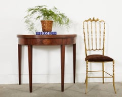 Neoclassical Style English Mahogany Demilune Fliptop Console