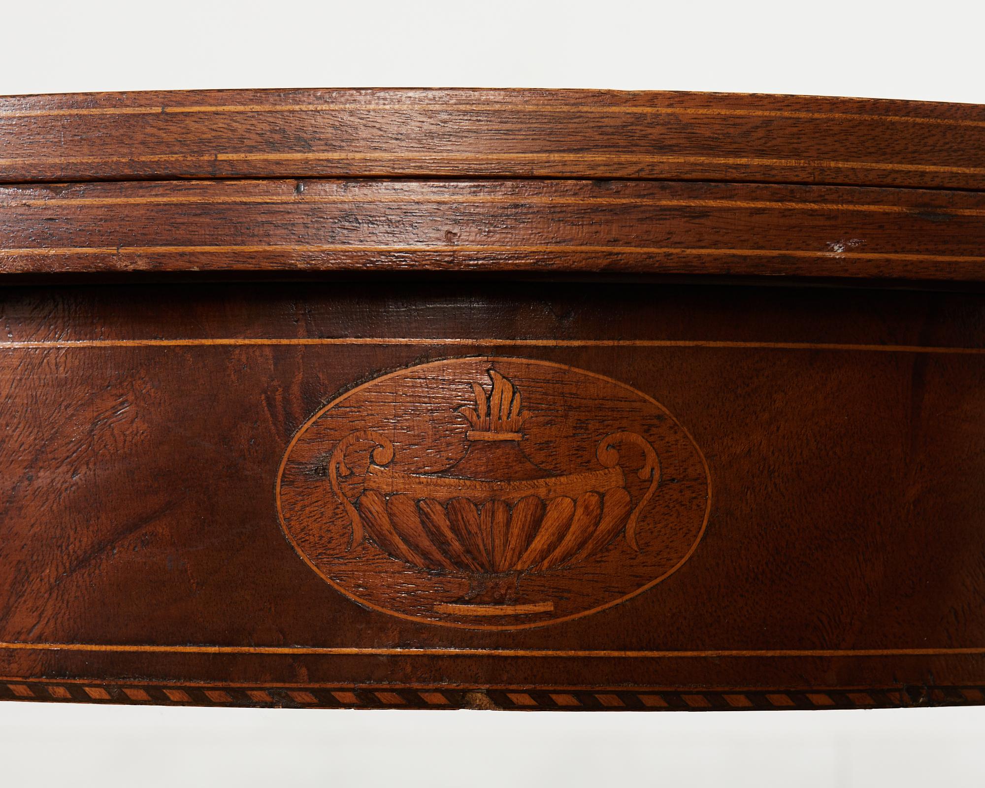 19th Century Neoclassical Style English Mahogany Demilune Fliptop Console For Sale
