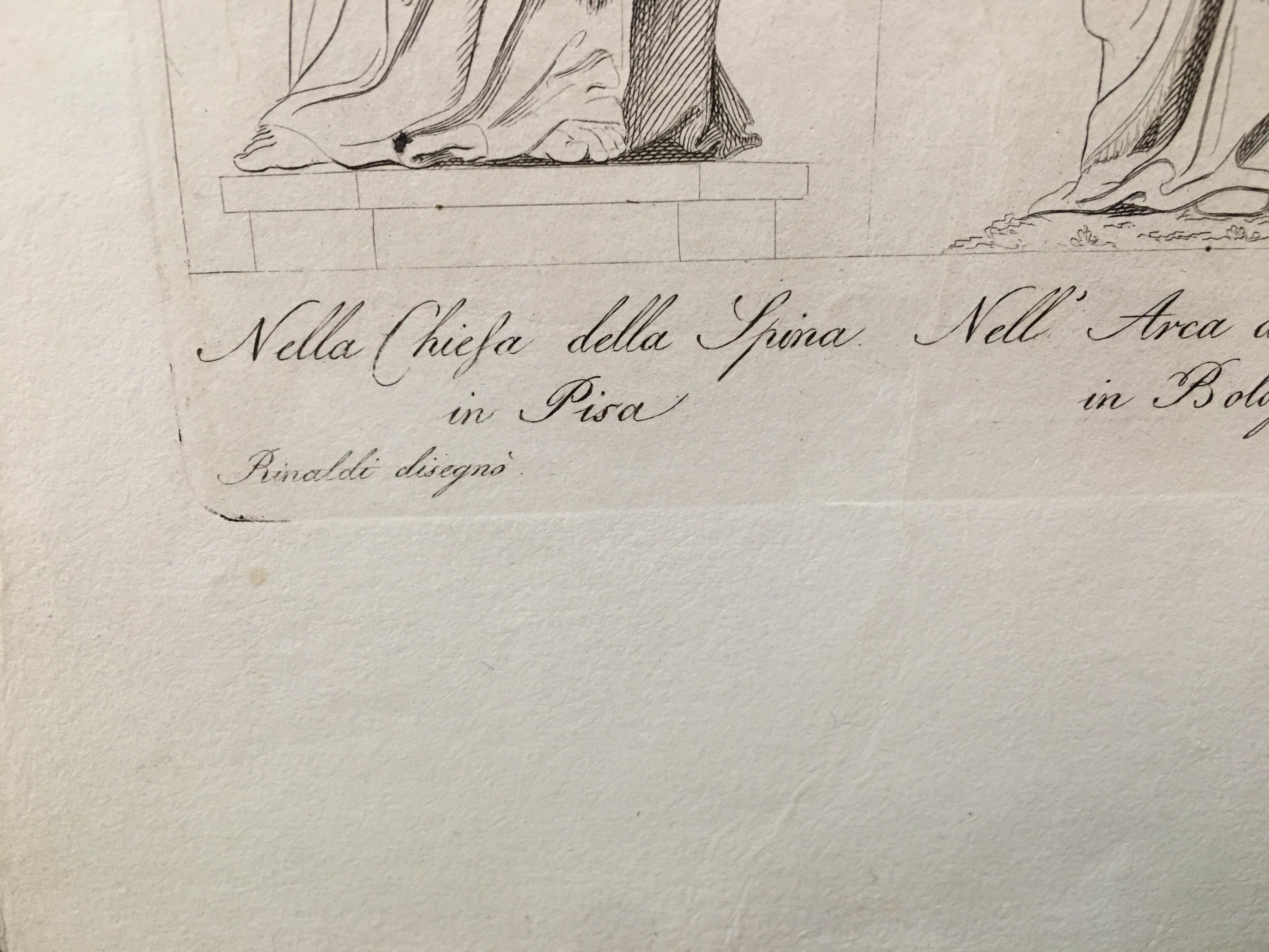 Important Italian Neoclassical engraving belonging to a series of fourteen 
Drawing by Rinaldo Rinaldi Engraver Giuseppe Dala



