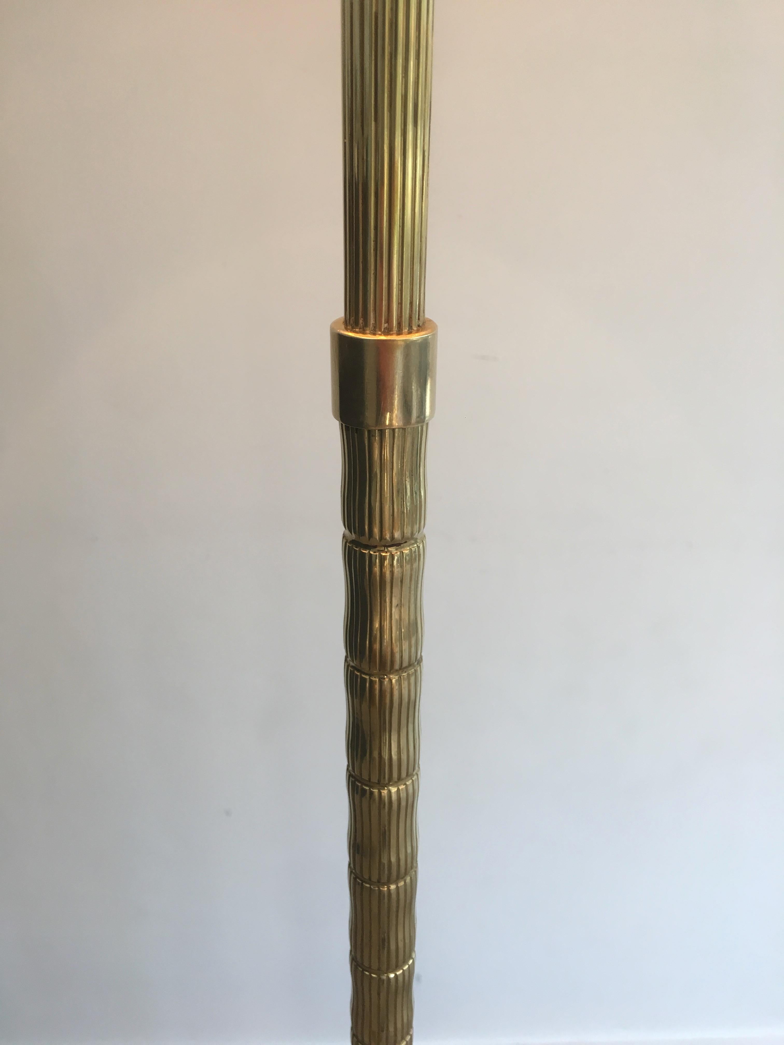 Neoclassical Style Faux-Bamboo Brass Floor Lamp, French, circa 1970 6